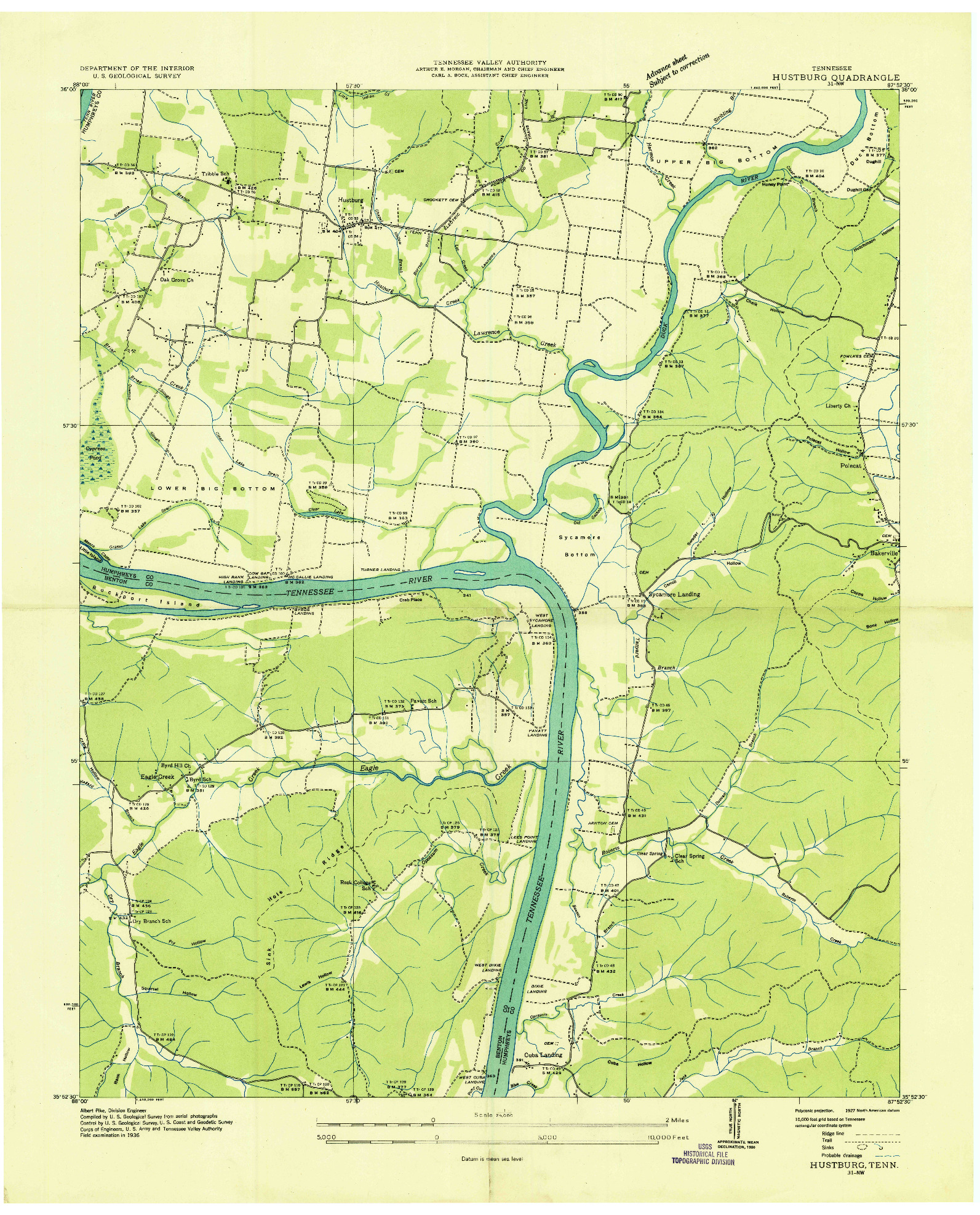 USGS 1:24000-SCALE QUADRANGLE FOR HUSTBURG, TN 1936