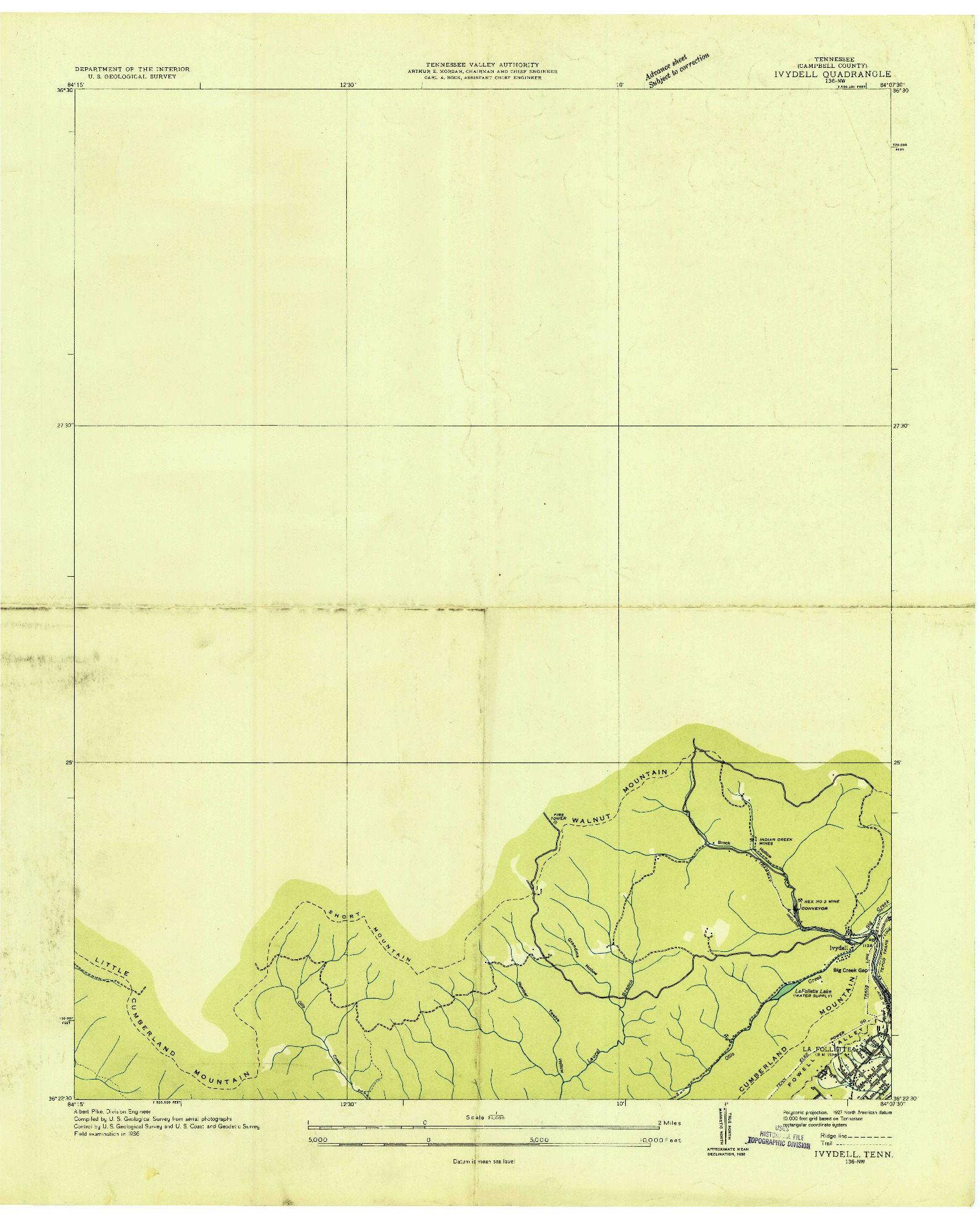USGS 1:24000-SCALE QUADRANGLE FOR IVYDELL, TN 1936