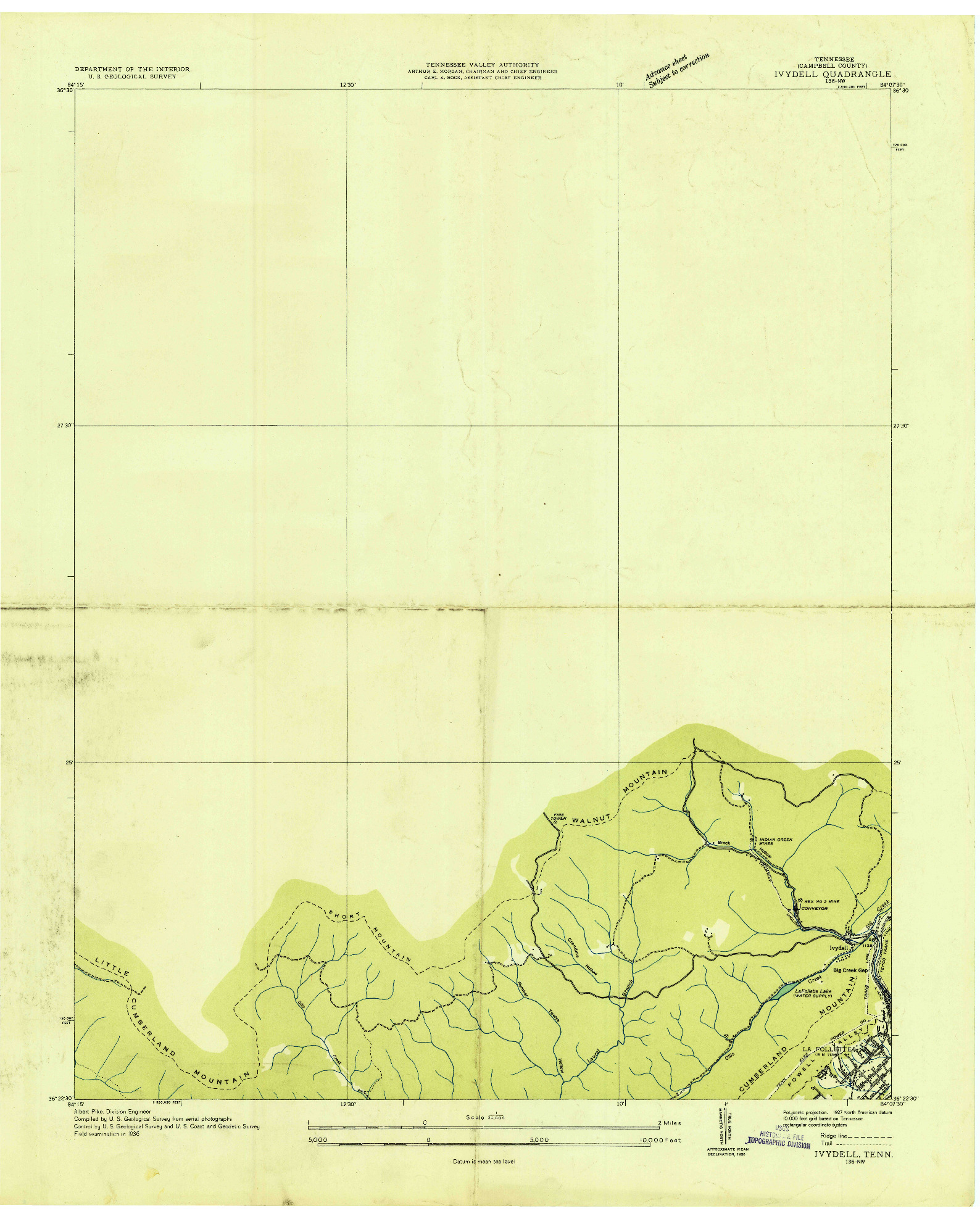 USGS 1:24000-SCALE QUADRANGLE FOR IVYDELL, TN 1936