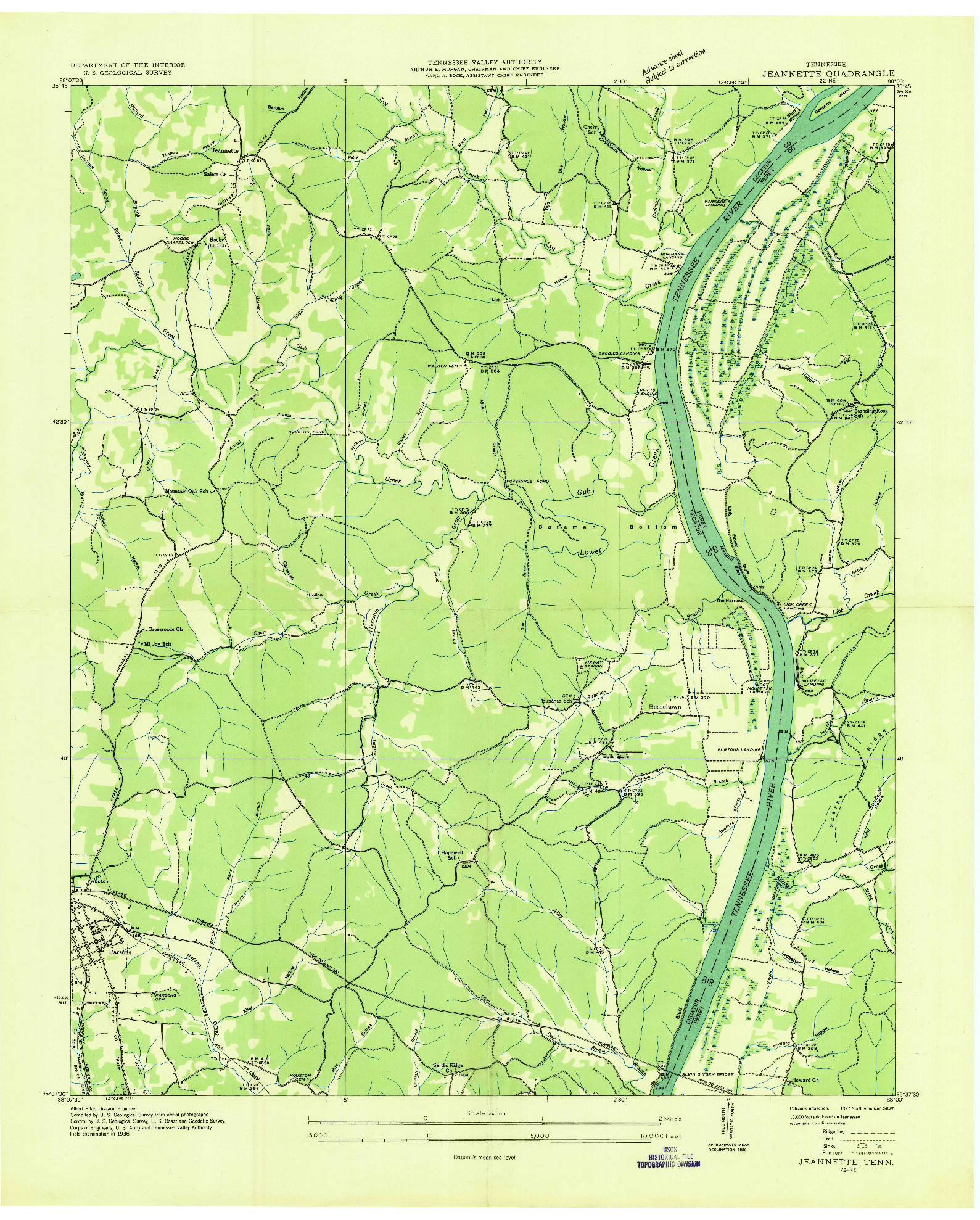 USGS 1:24000-SCALE QUADRANGLE FOR JEANNETTE, TN 1936