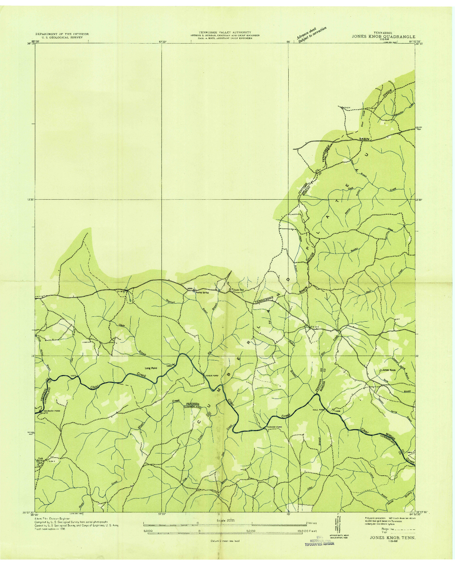 USGS 1:24000-SCALE QUADRANGLE FOR JONES KNOB, TN 1936