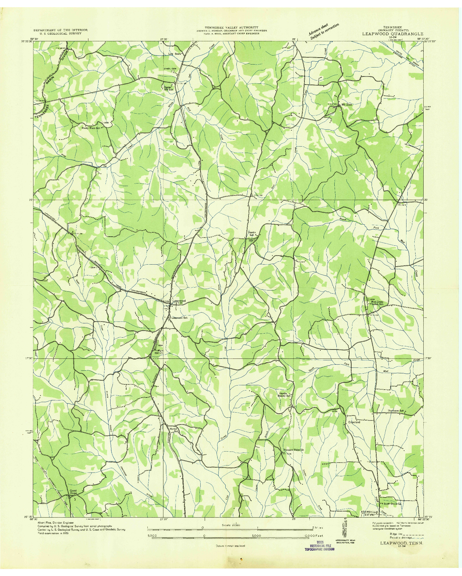 USGS 1:24000-SCALE QUADRANGLE FOR LEAPWOOD, TN 1936