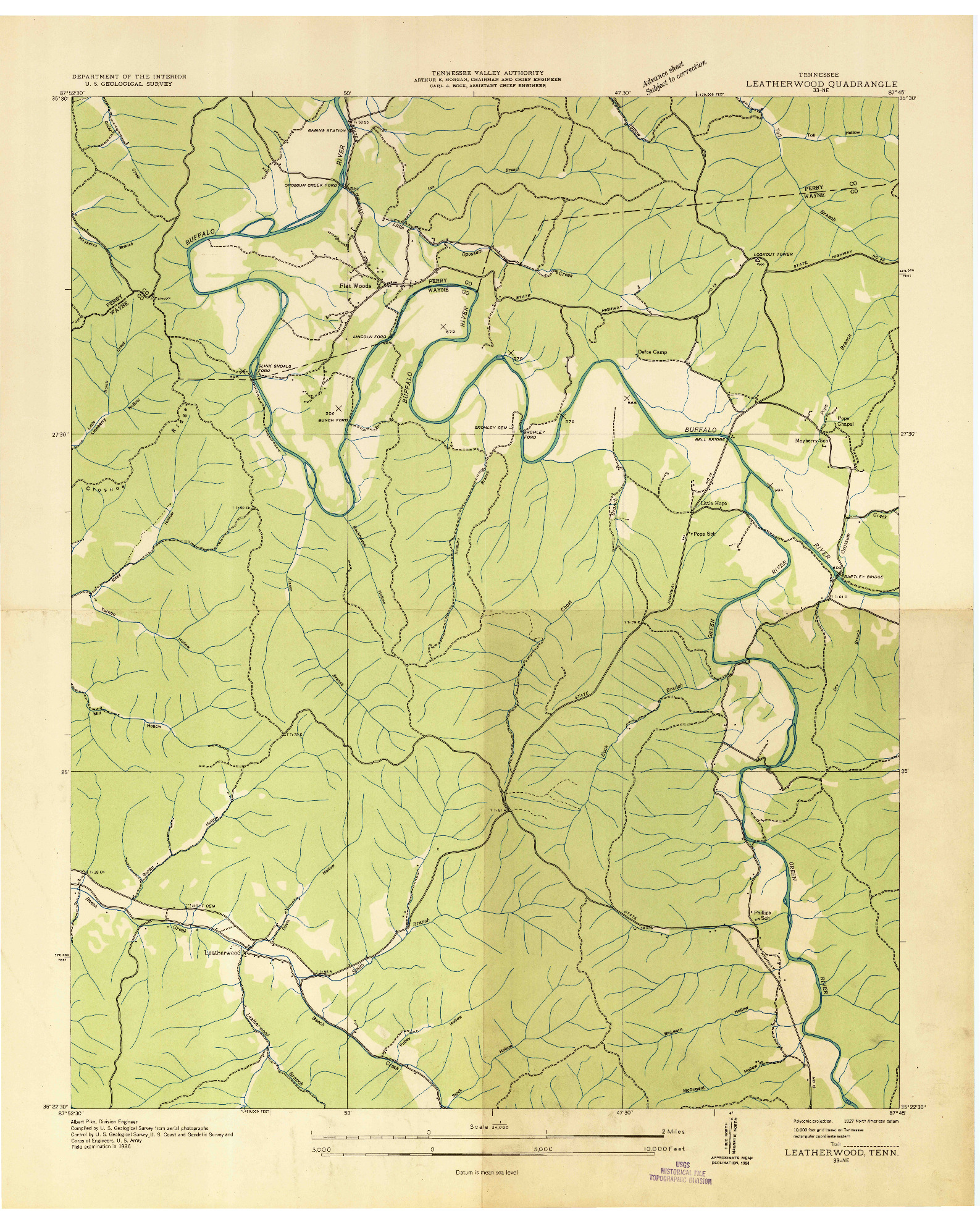 USGS 1:24000-SCALE QUADRANGLE FOR LEATHERWOOD, TN 1936