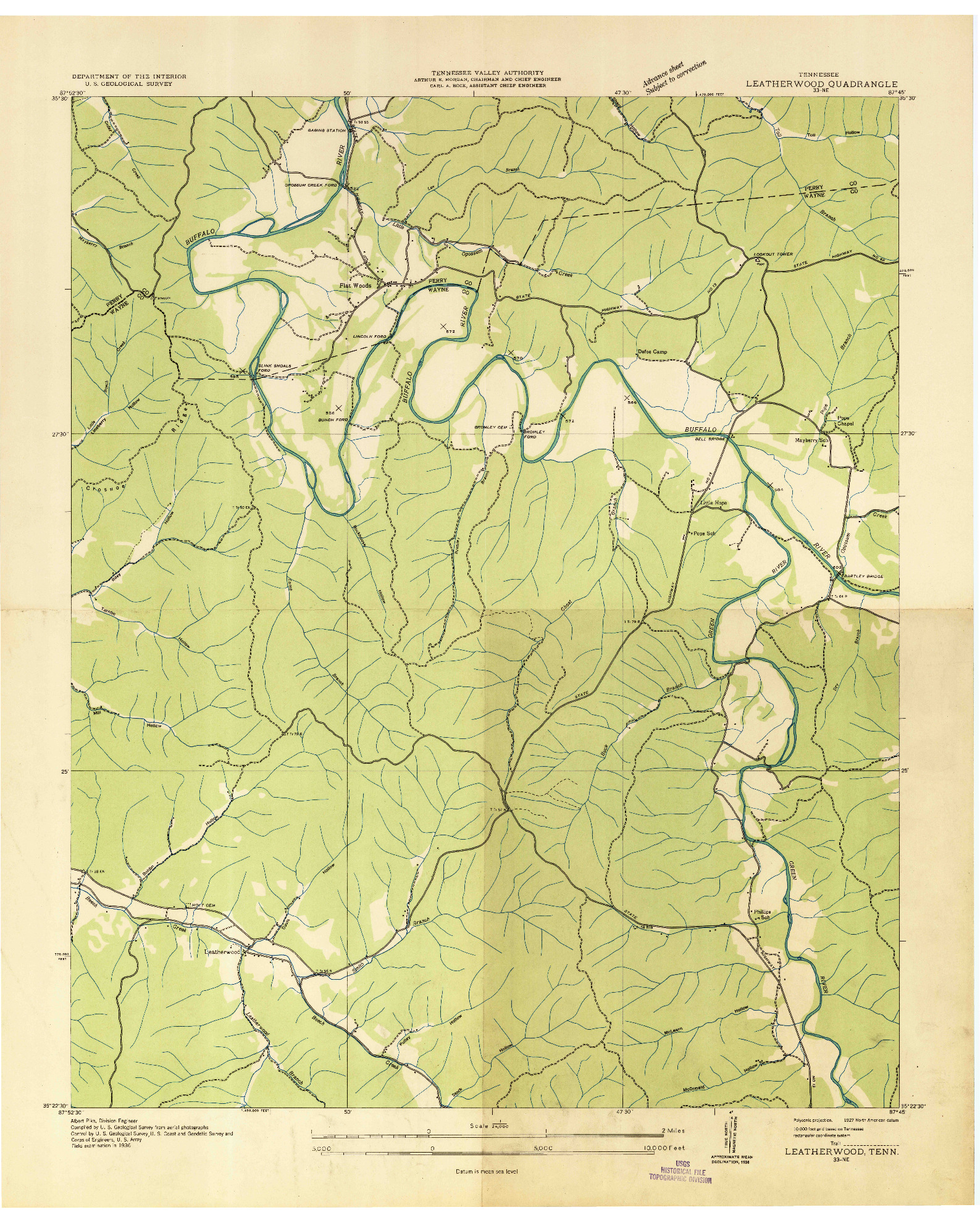 USGS 1:24000-SCALE QUADRANGLE FOR LEATHERWOOD, TN 1936