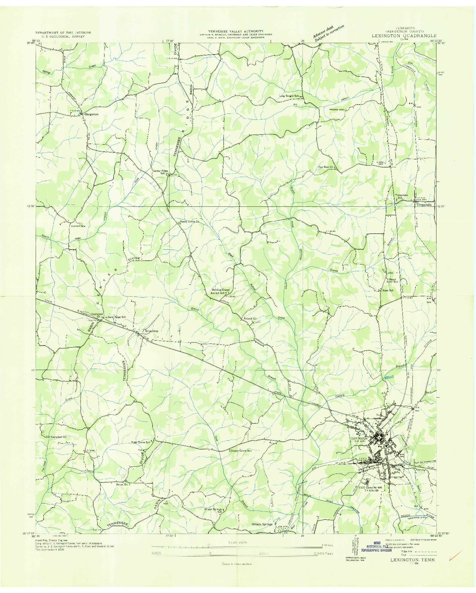 USGS 1:24000-SCALE QUADRANGLE FOR LEXINGTON, TN 1936