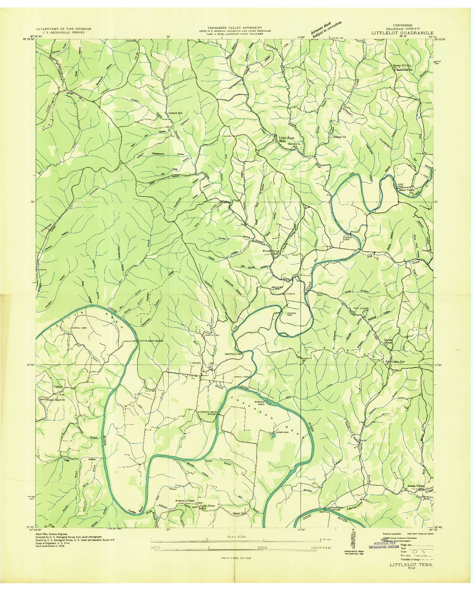 USGS 1:24000-SCALE QUADRANGLE FOR LITTLELOT, TN 1936