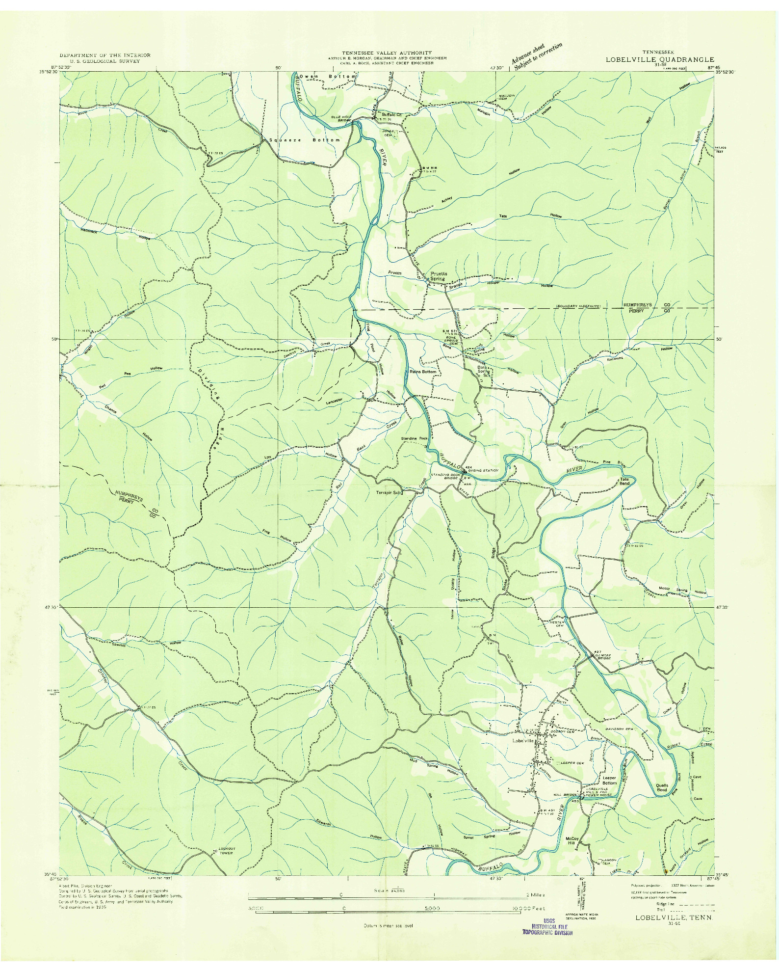 USGS 1:24000-SCALE QUADRANGLE FOR LOBELVILLE, TN 1936