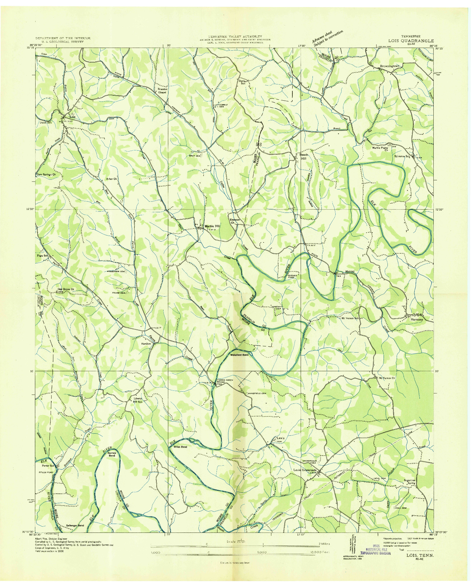 USGS 1:24000-SCALE QUADRANGLE FOR LOIS, TN 1936