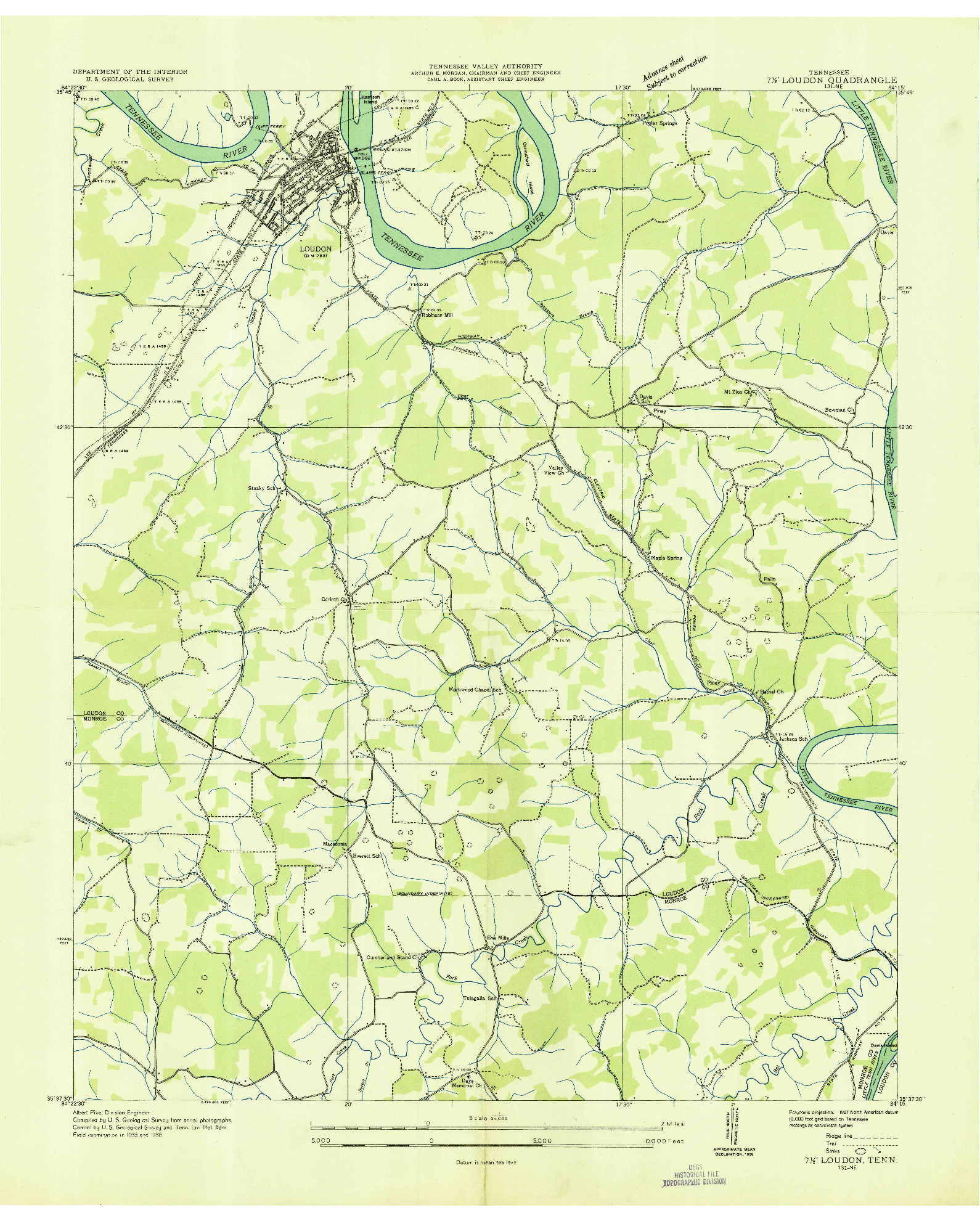 USGS 1:24000-SCALE QUADRANGLE FOR LOUDON, TN 1936
