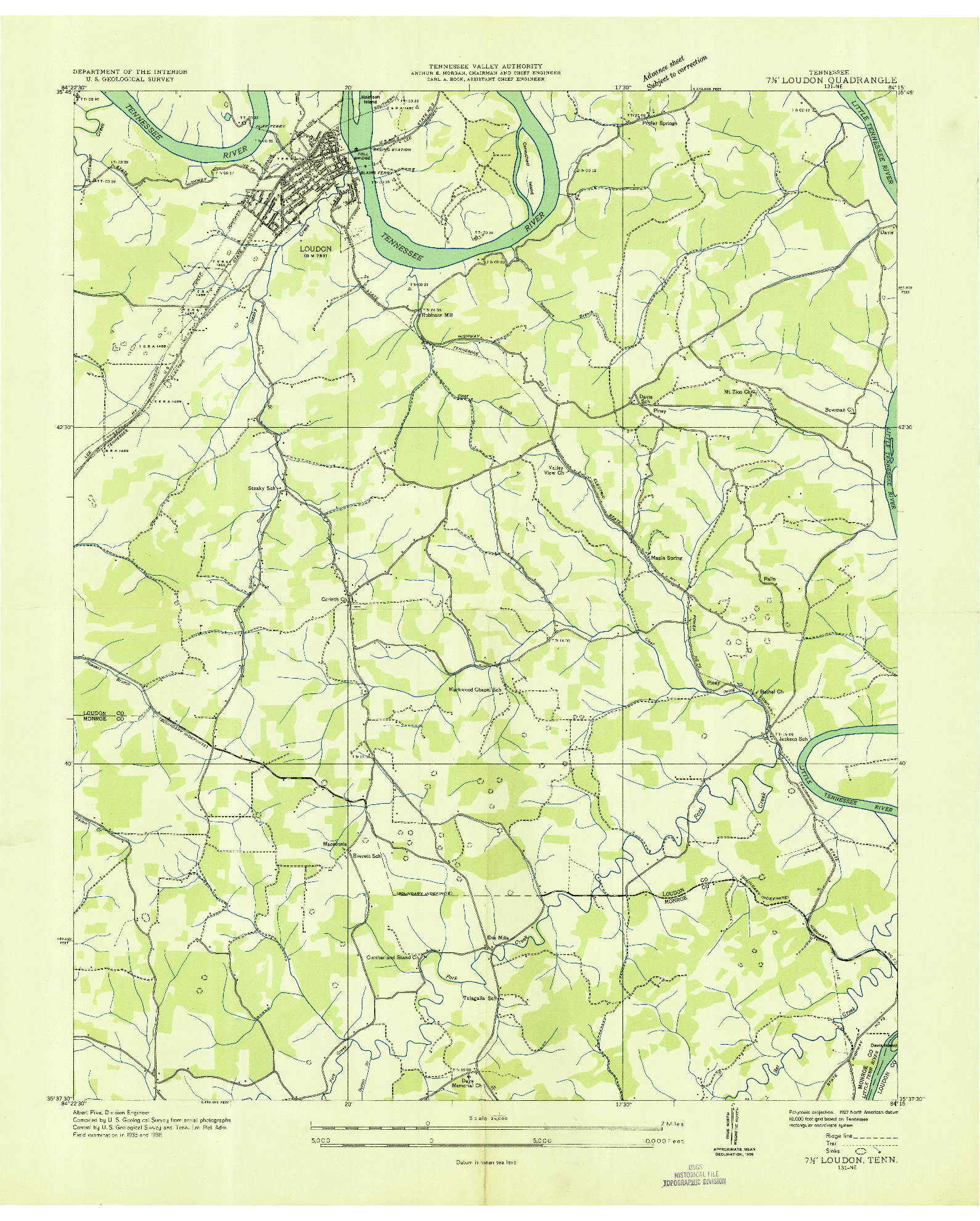 USGS 1:24000-SCALE QUADRANGLE FOR LOUDON, TN 1936