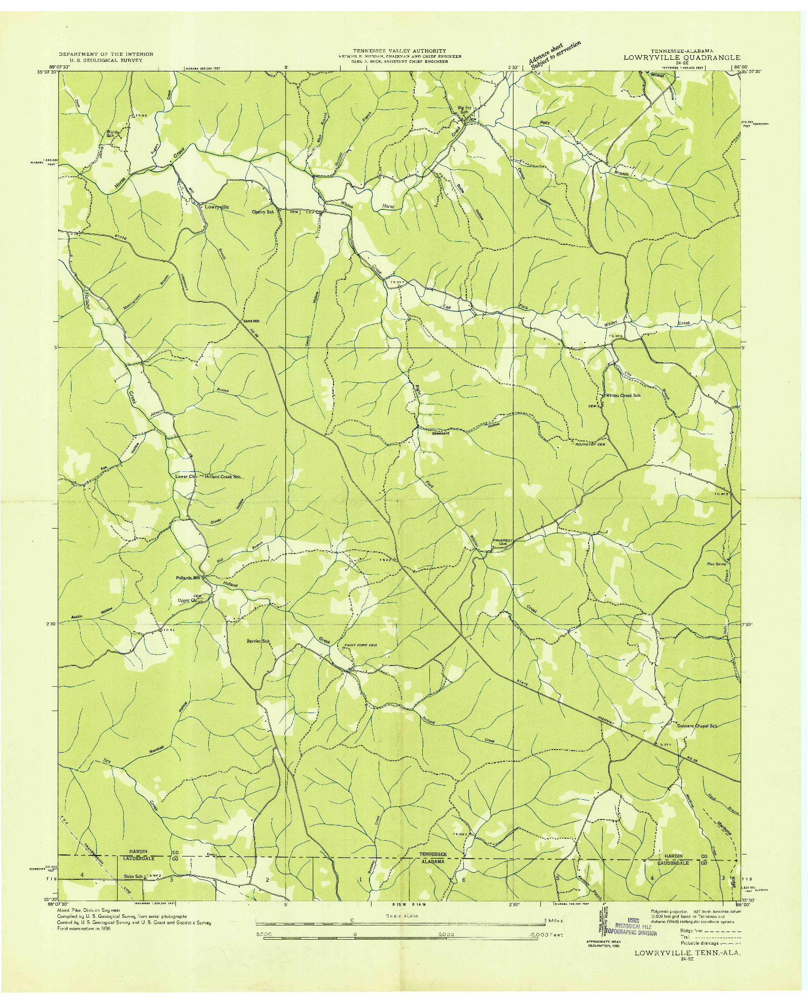USGS 1:24000-SCALE QUADRANGLE FOR LOWRYVILLE, TN 1936