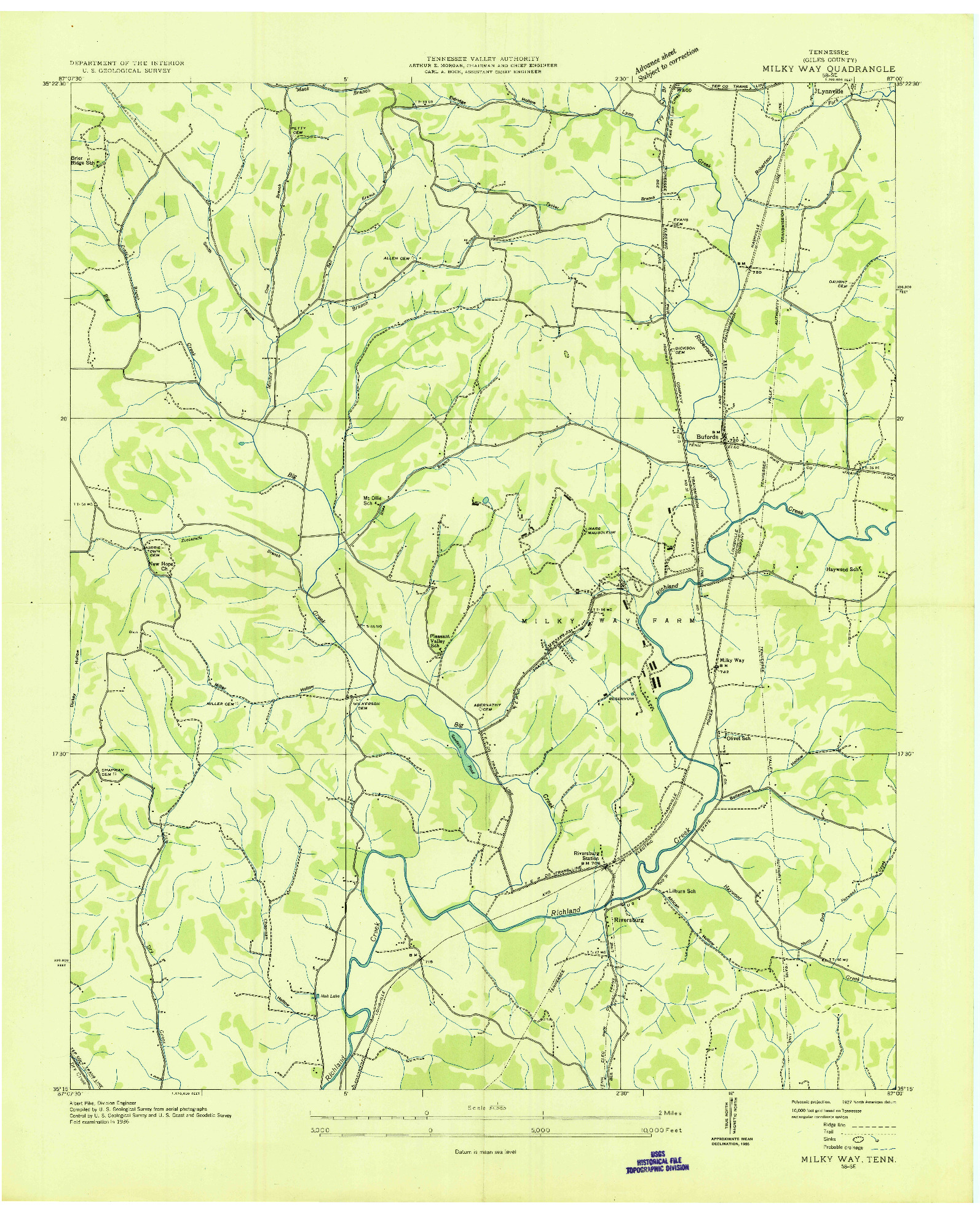 USGS 1:24000-SCALE QUADRANGLE FOR MILKY WAY, TN 1936