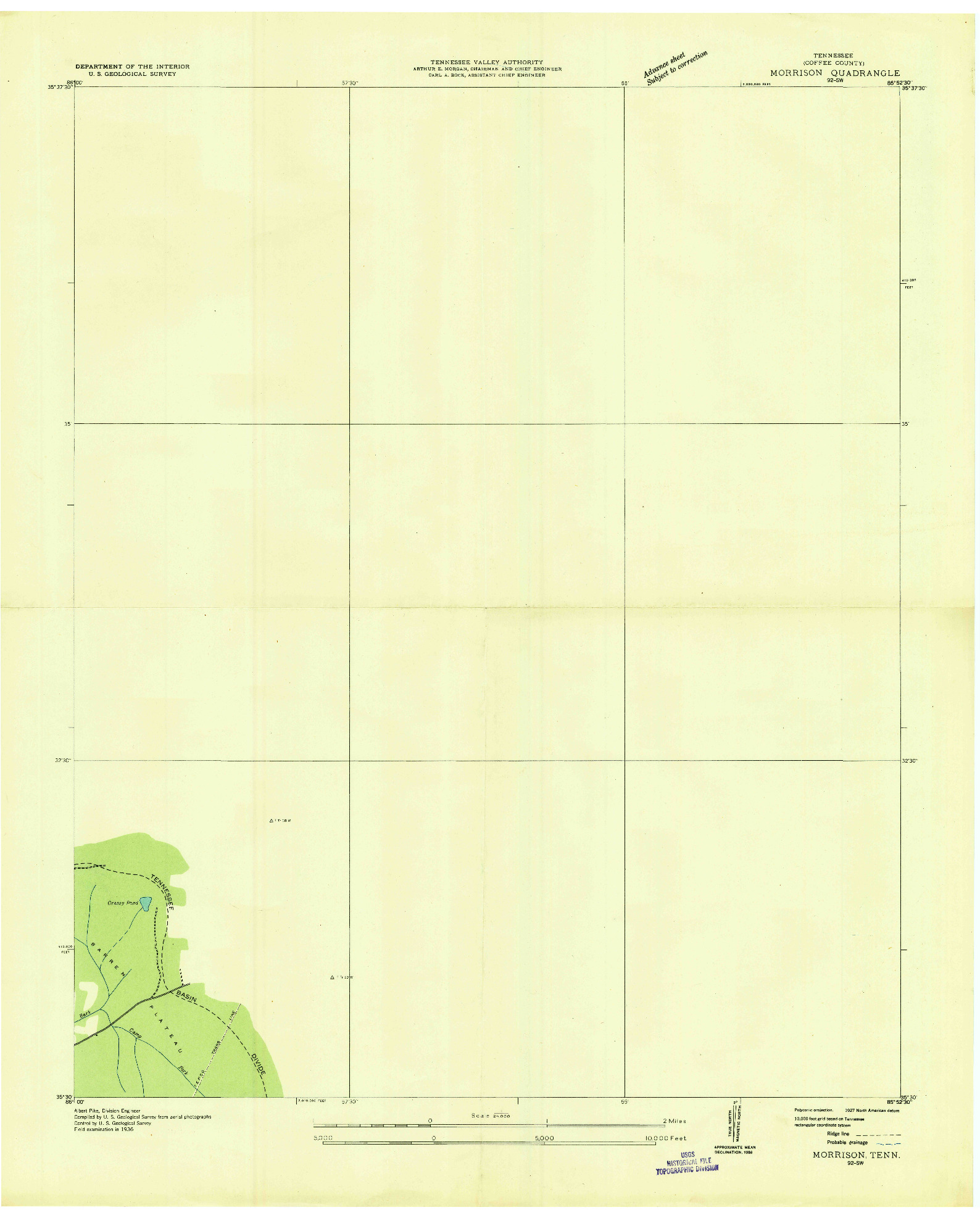 USGS 1:24000-SCALE QUADRANGLE FOR MORRISON, TN 1936