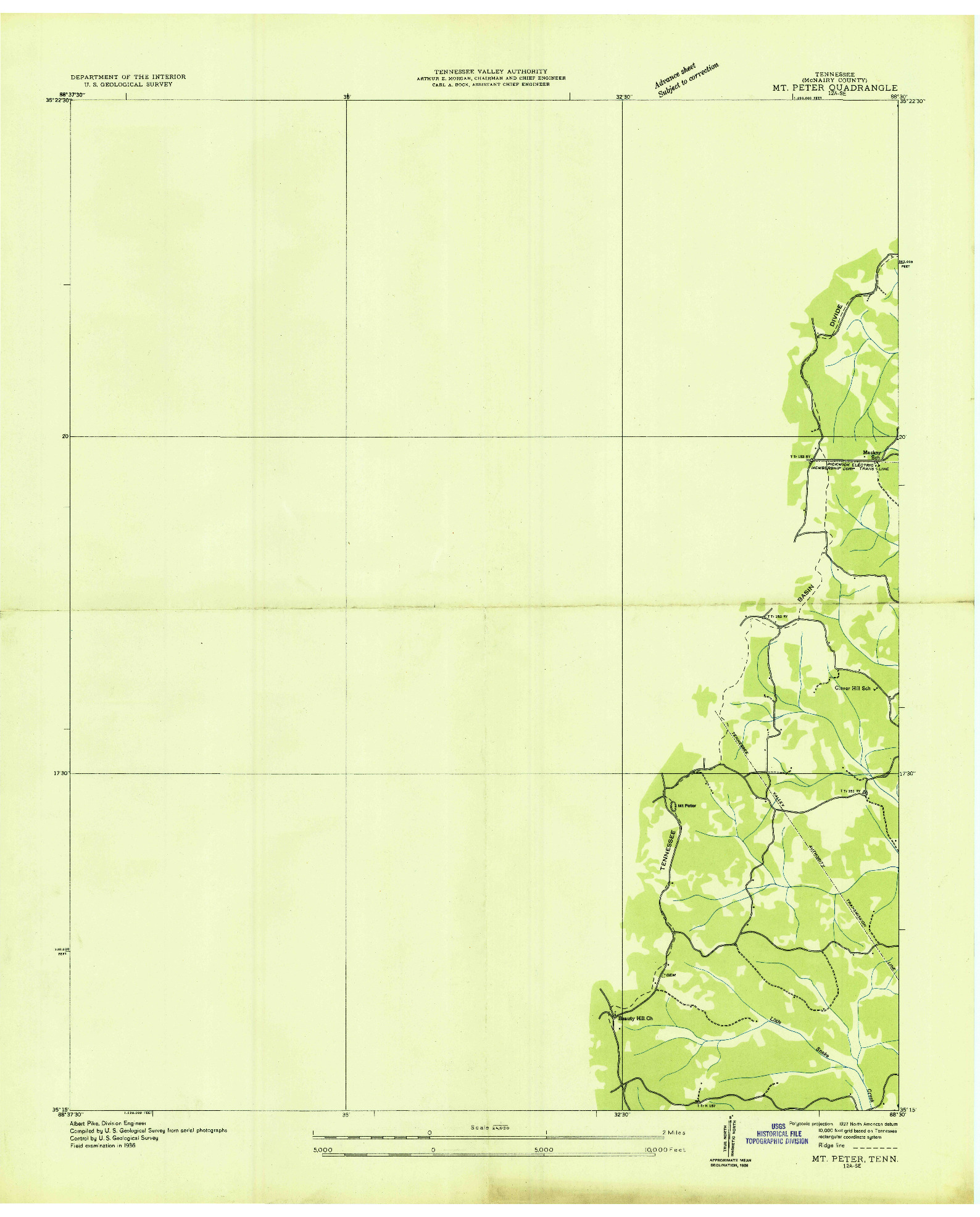 USGS 1:24000-SCALE QUADRANGLE FOR MT. PETER, TN 1936