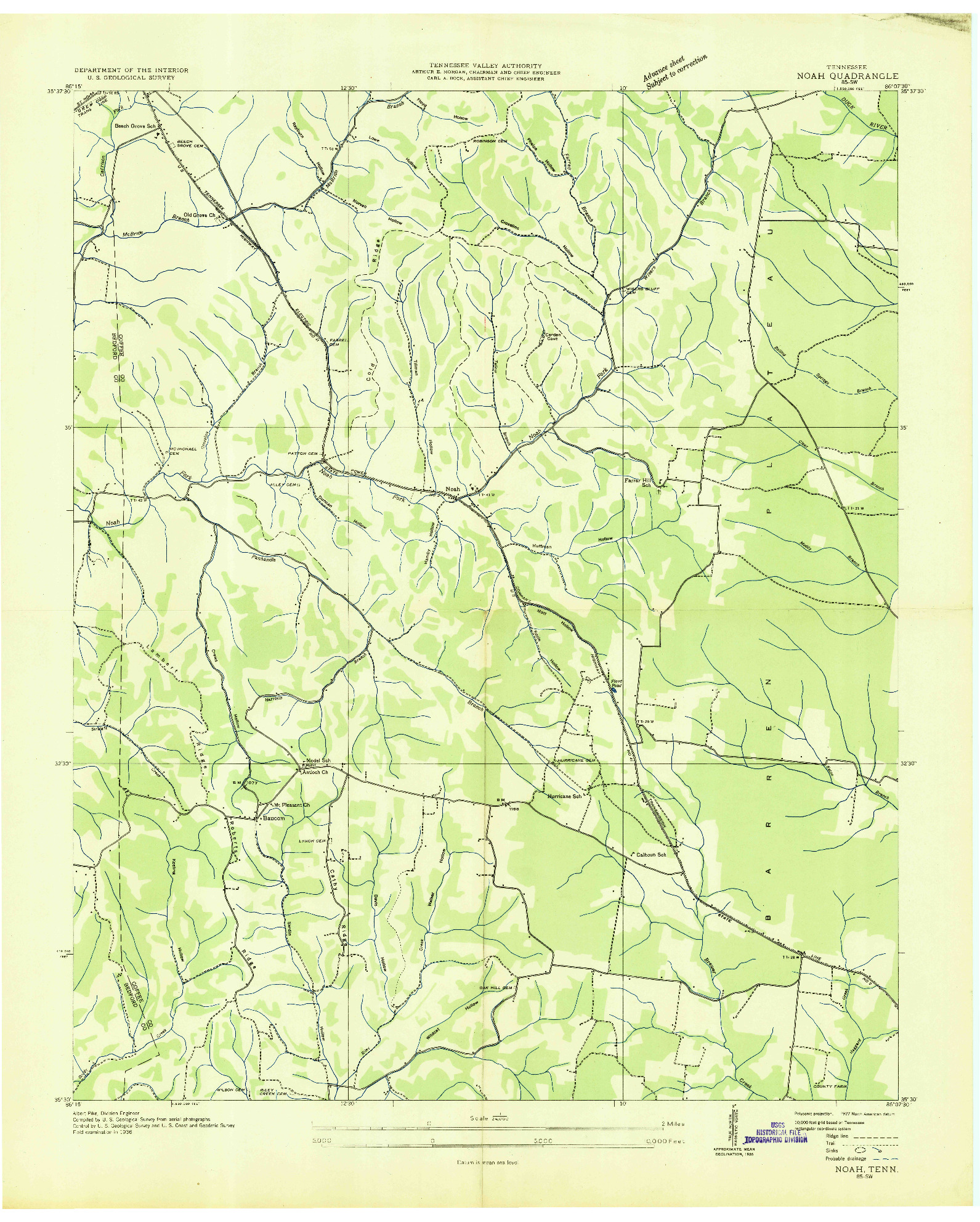 USGS 1:24000-SCALE QUADRANGLE FOR NOAH, TN 1936