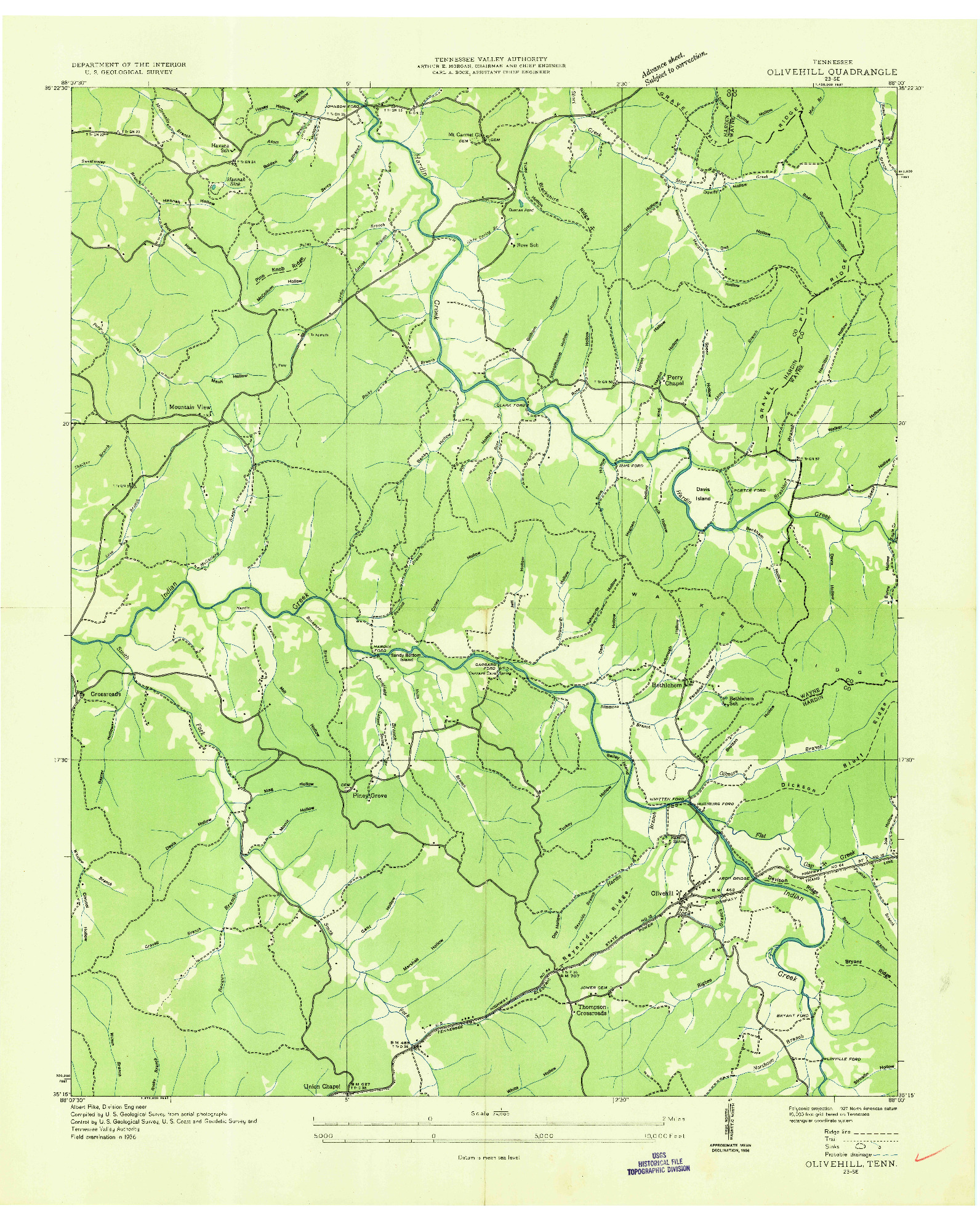 USGS 1:24000-SCALE QUADRANGLE FOR OLIVEHILL, TN 1936