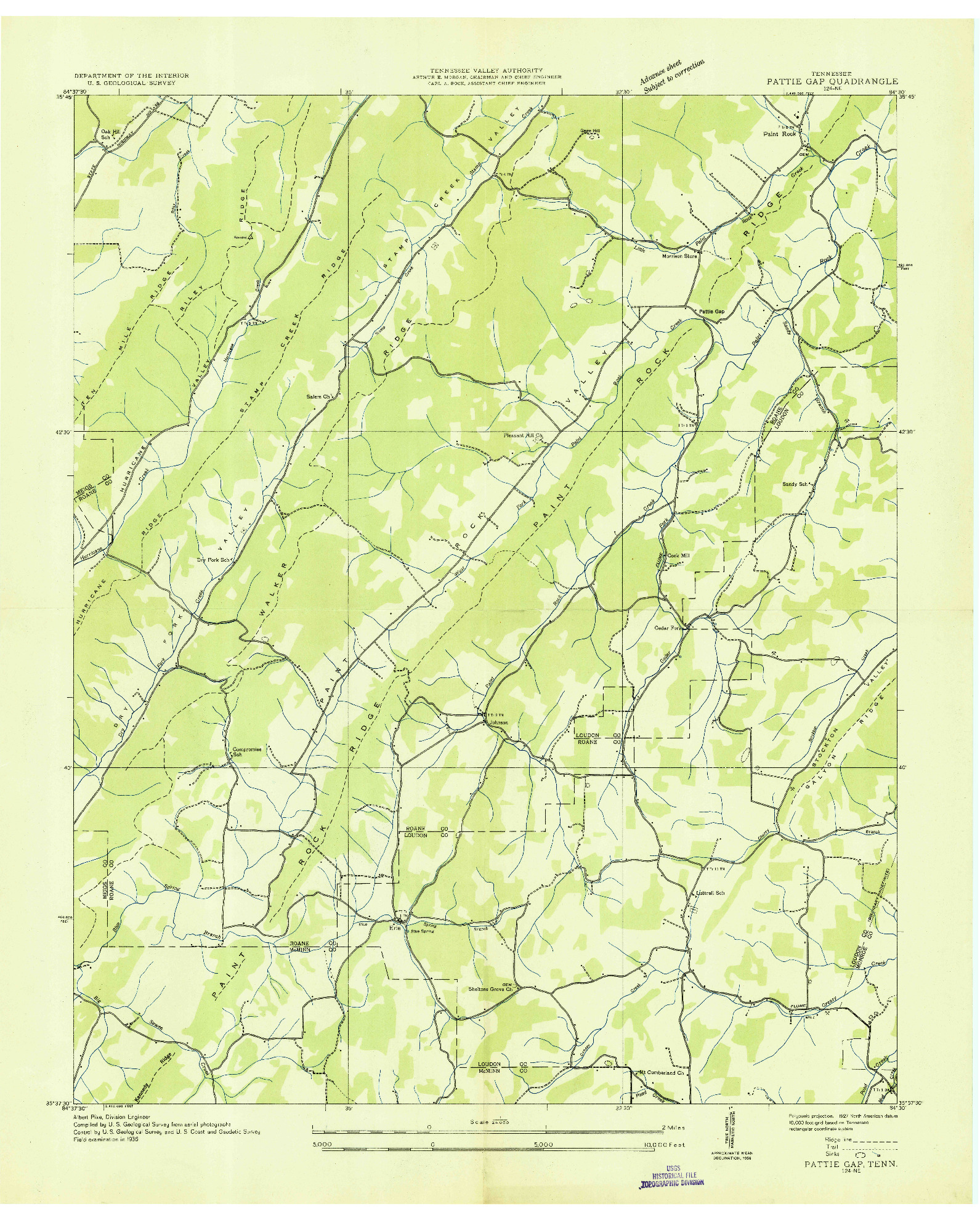USGS 1:24000-SCALE QUADRANGLE FOR PATTIE GAP, TN 1936