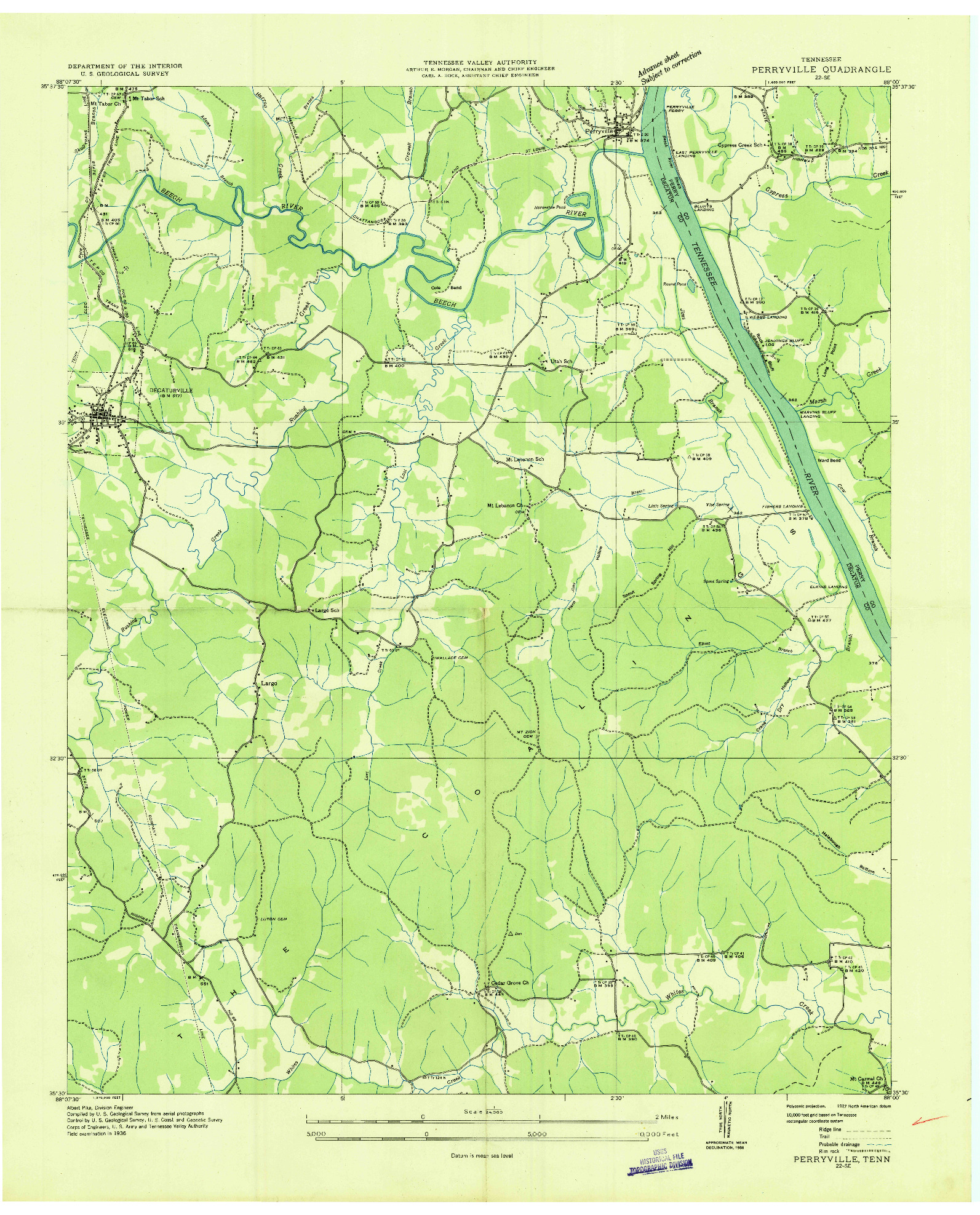 USGS 1:24000-SCALE QUADRANGLE FOR PERRYVILLE, TN 1936