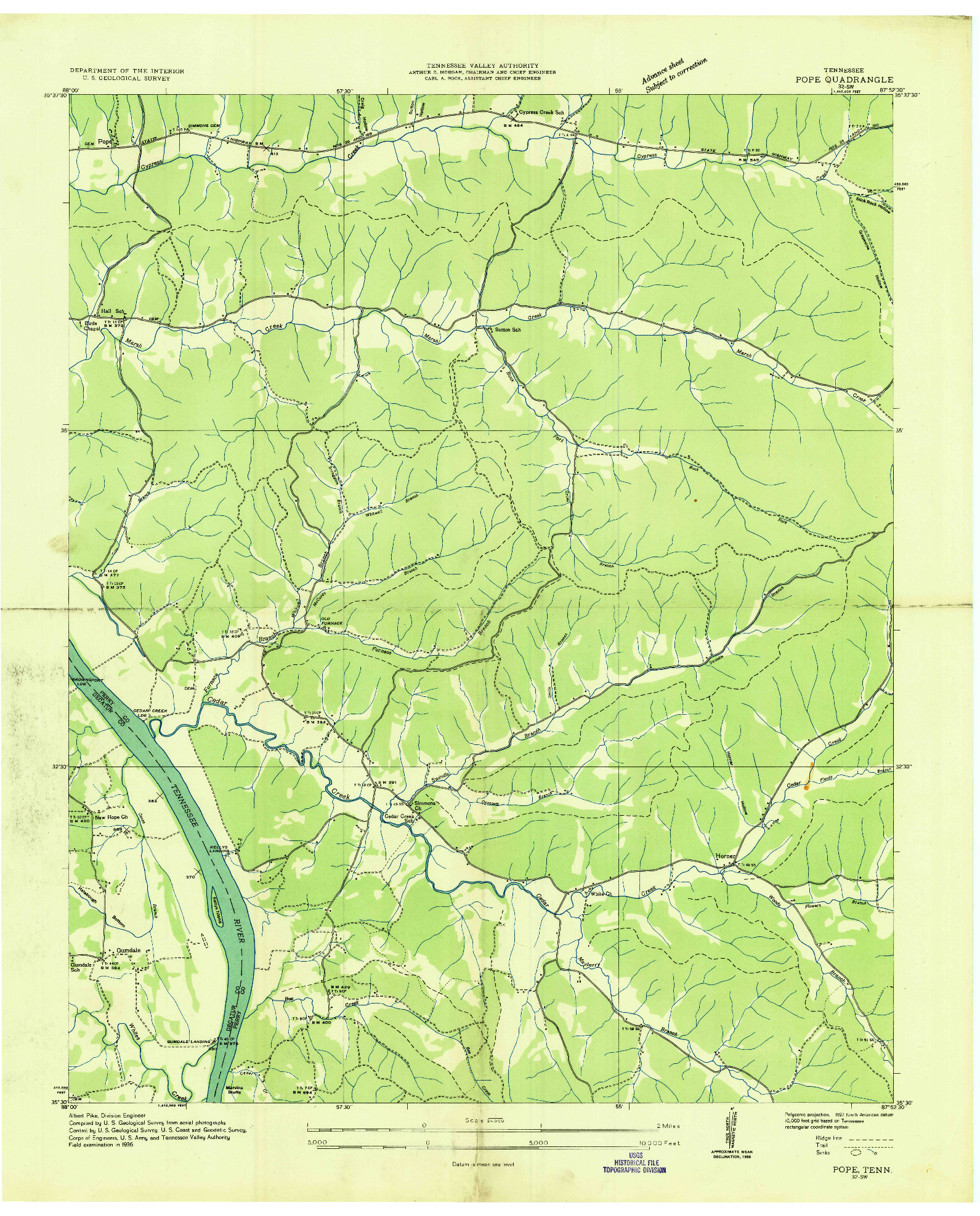 USGS 1:24000-SCALE QUADRANGLE FOR POPE, TN 1936