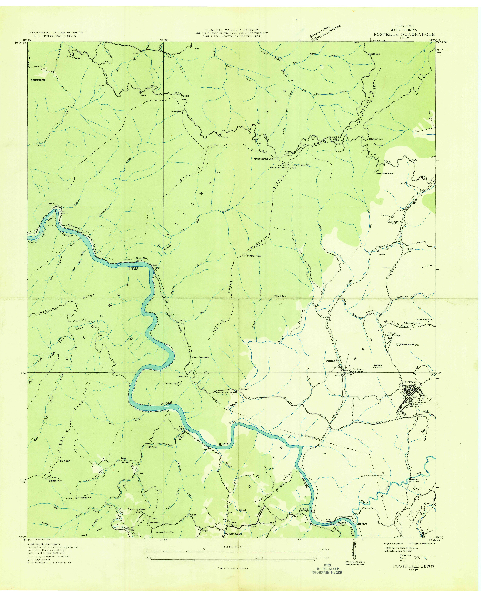 USGS 1:24000-SCALE QUADRANGLE FOR POSTELLE, TN 1936