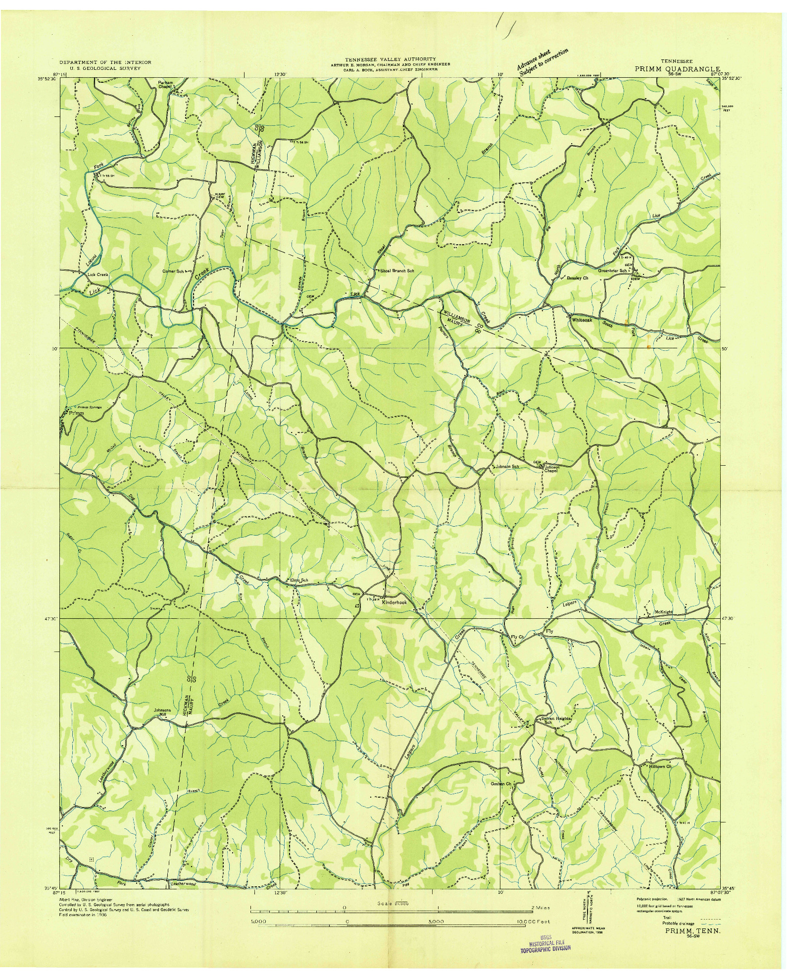 USGS 1:24000-SCALE QUADRANGLE FOR PRIMM, TN 1936