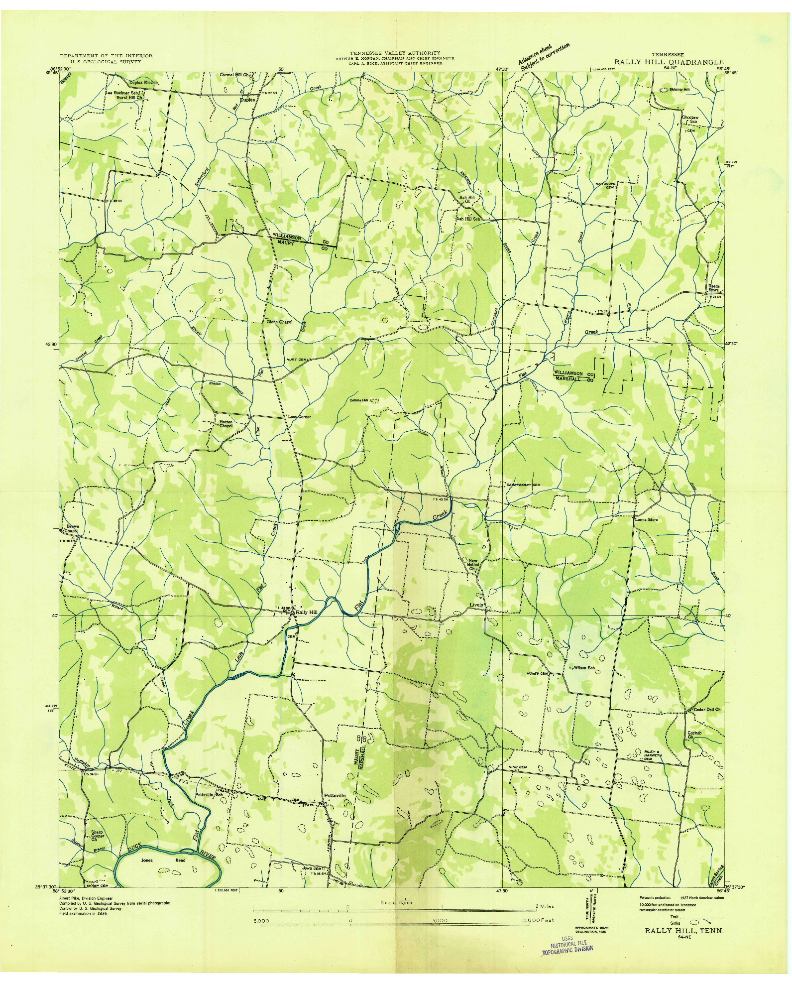 USGS 1:24000-SCALE QUADRANGLE FOR RALLY HILL, TN 1936