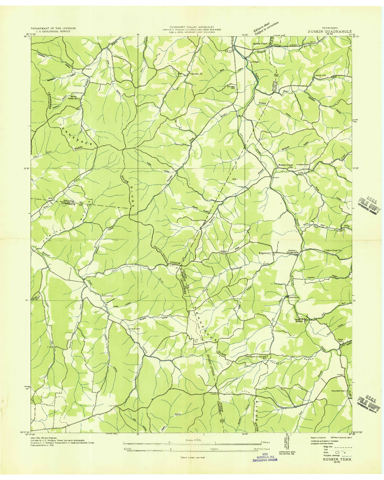 USGS 1:24000-SCALE QUADRANGLE FOR RUSKIN, TN 1936