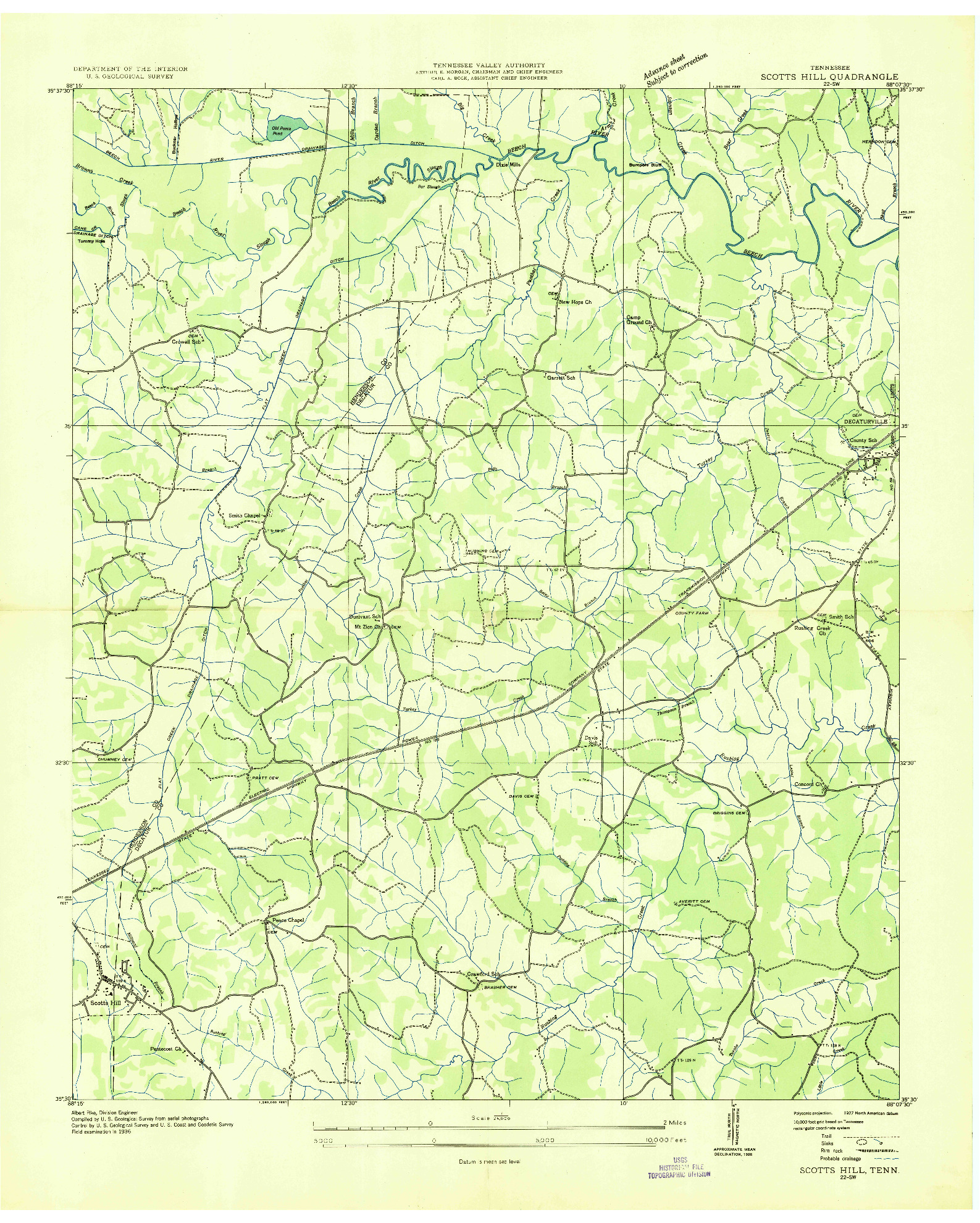 USGS 1:24000-SCALE QUADRANGLE FOR SCOTTS HILL, TN 1936