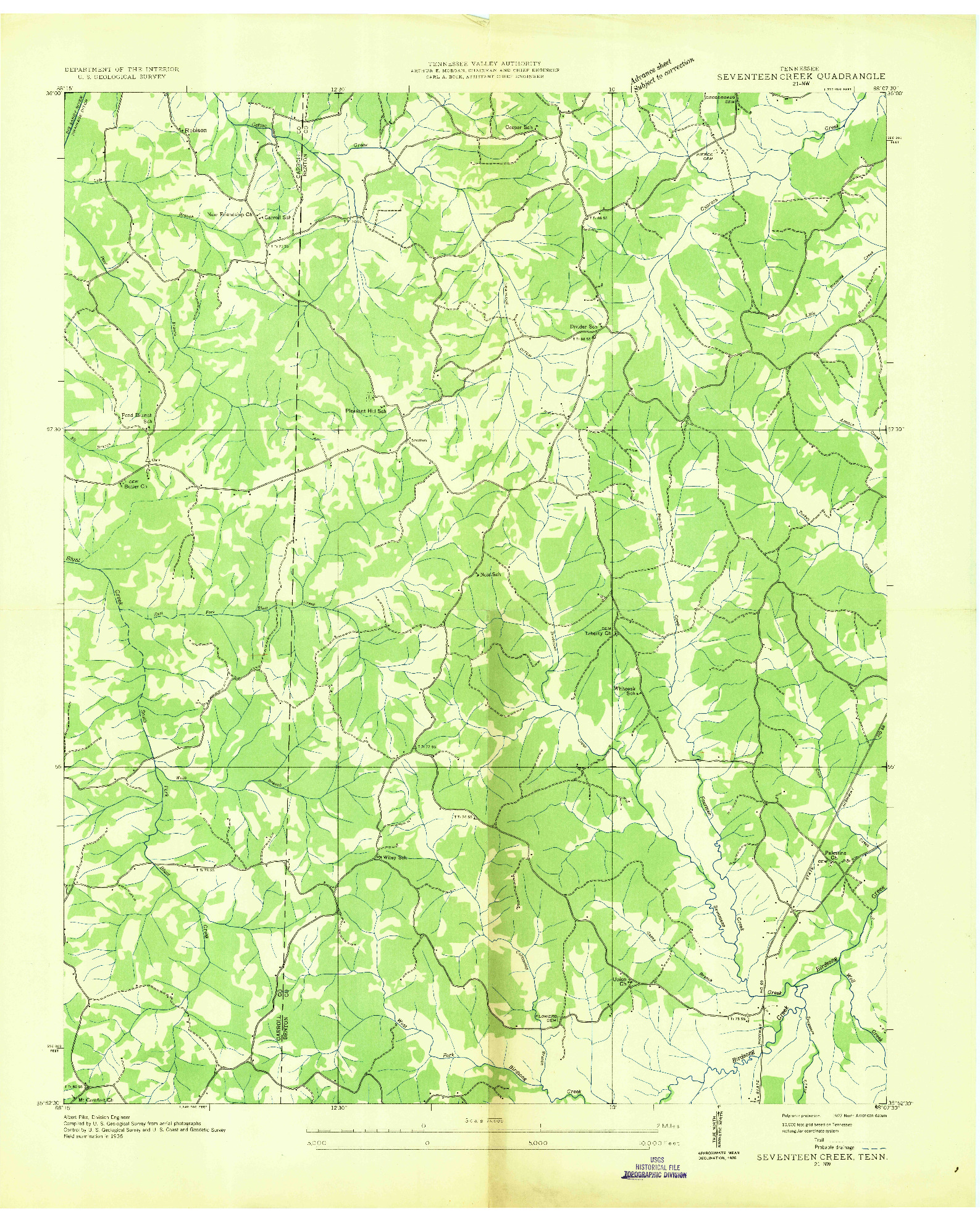 USGS 1:24000-SCALE QUADRANGLE FOR SEVENTEEN CREEK, TN 1936