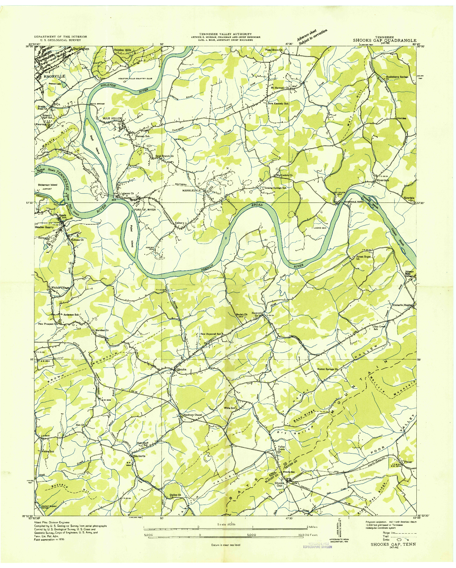 USGS 1:24000-SCALE QUADRANGLE FOR SHOOKS GAP, TN 1936