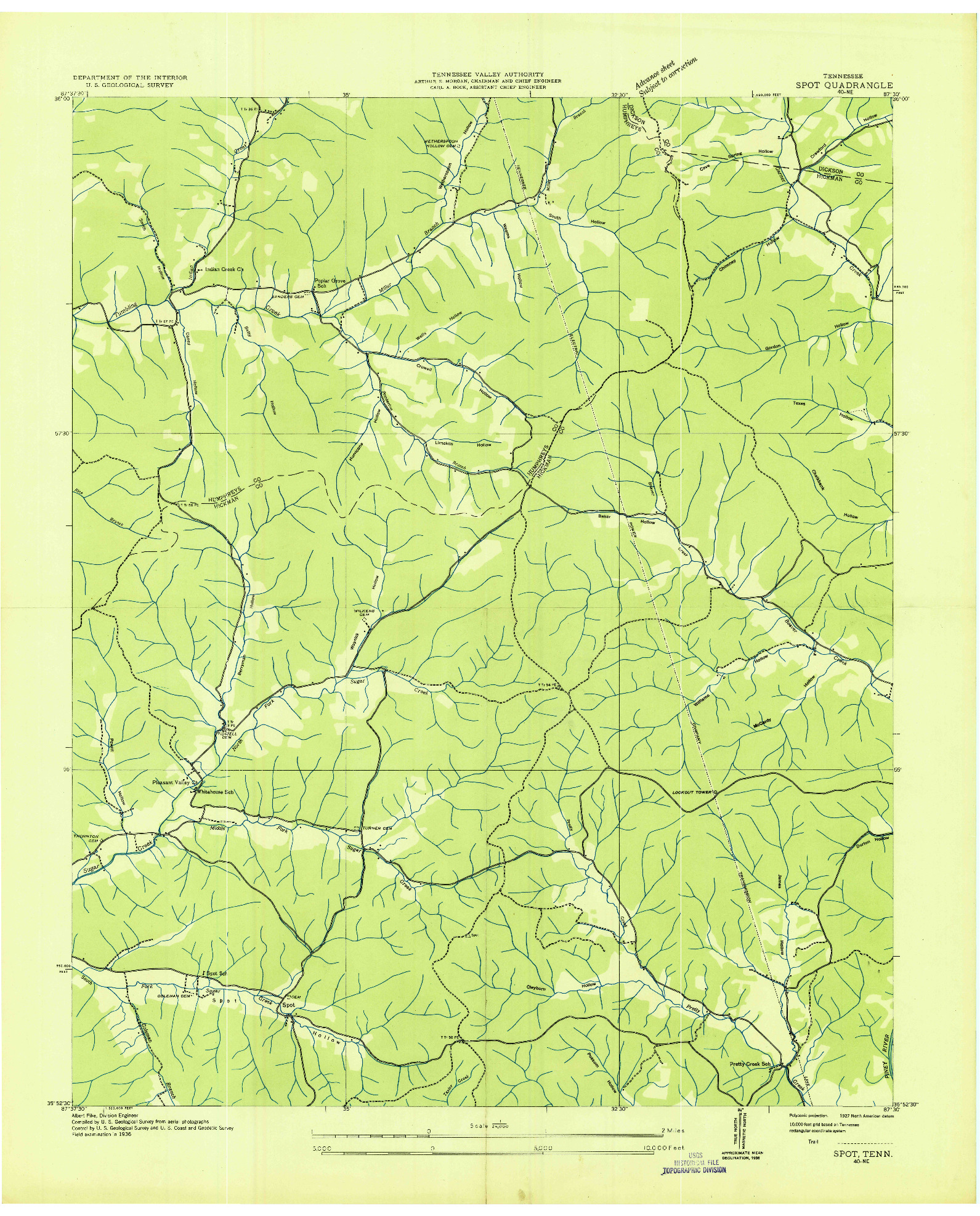 USGS 1:24000-SCALE QUADRANGLE FOR SPOT, TN 1936
