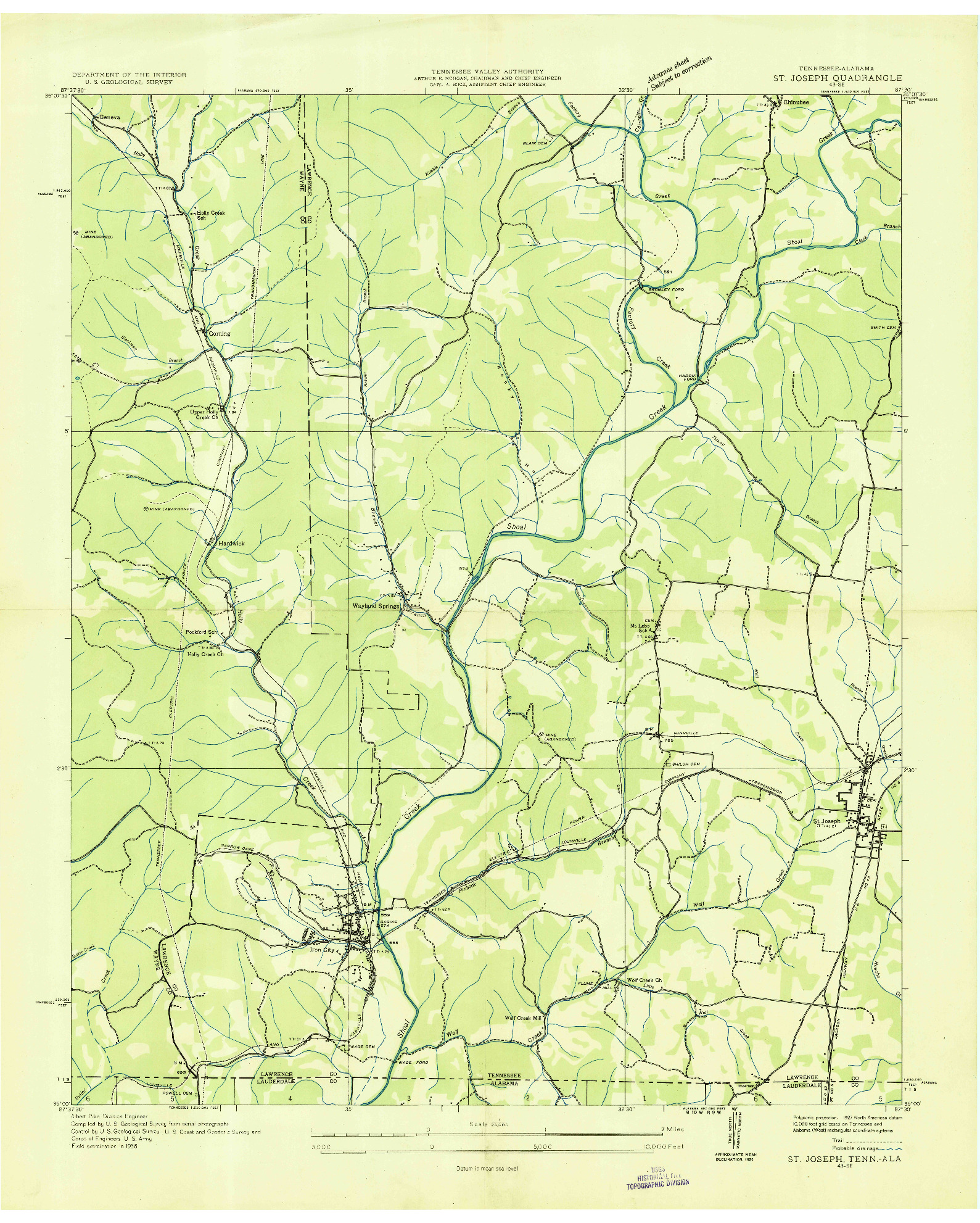 USGS 1:24000-SCALE QUADRANGLE FOR ST. JOSEPH, TN 1936