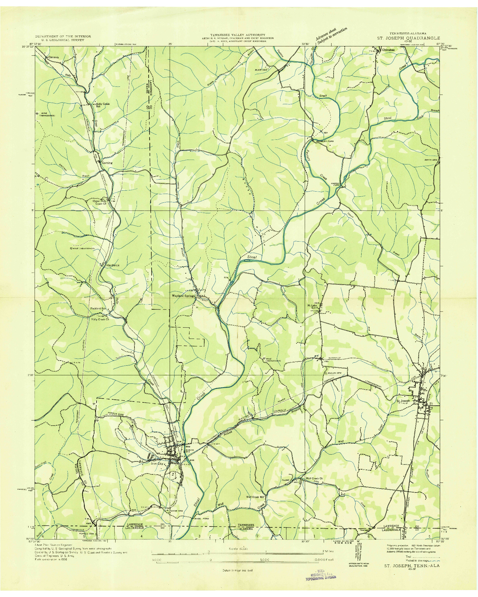 USGS 1:24000-SCALE QUADRANGLE FOR ST. JOSEPH, TN 1936