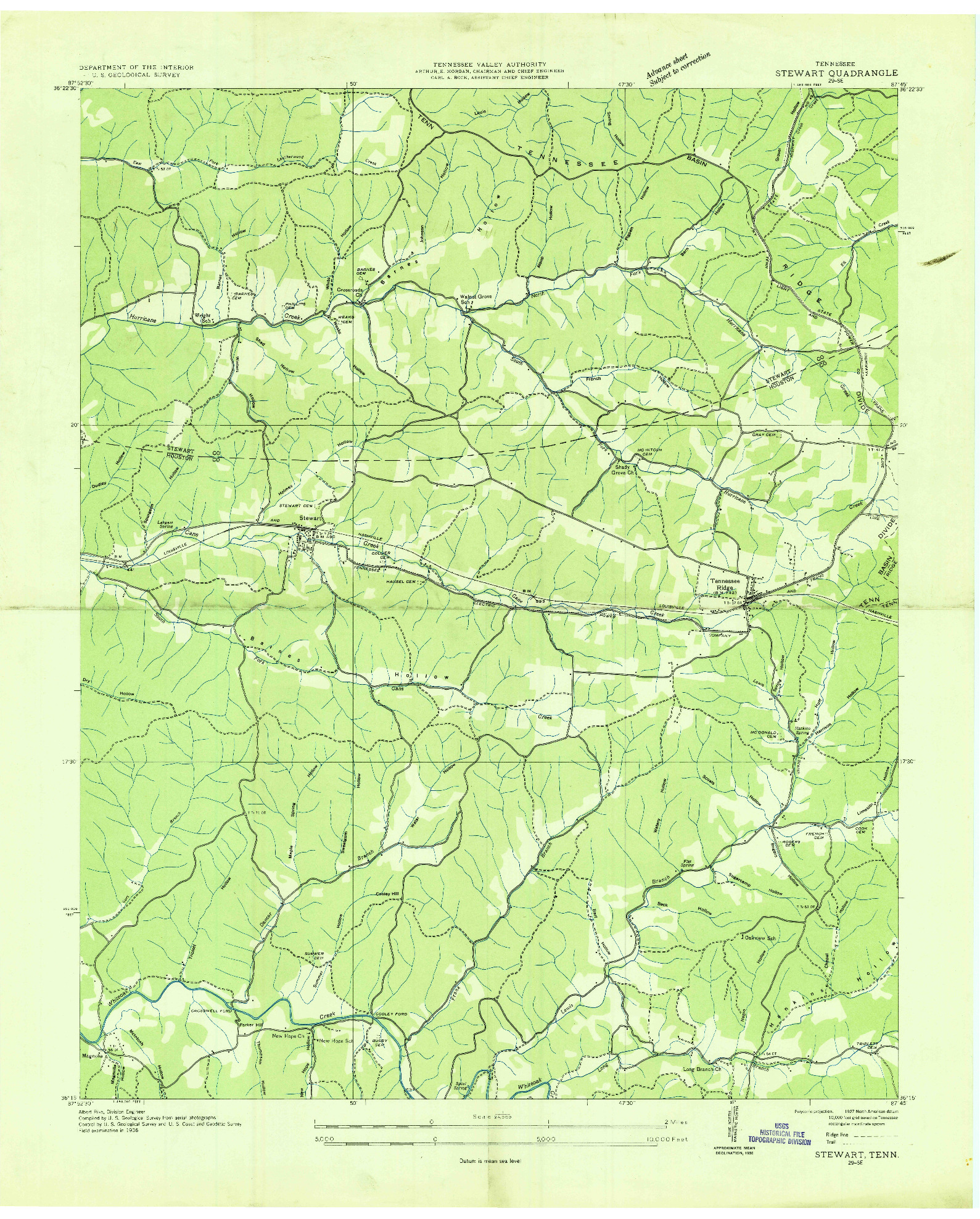 USGS 1:24000-SCALE QUADRANGLE FOR STEWART, TN 1936