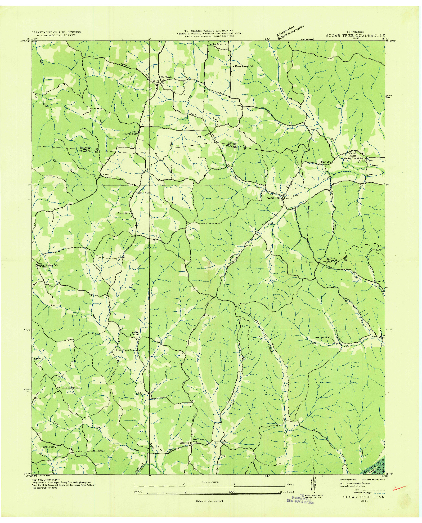 USGS 1:24000-SCALE QUADRANGLE FOR SUGAR TREE, TN 1936