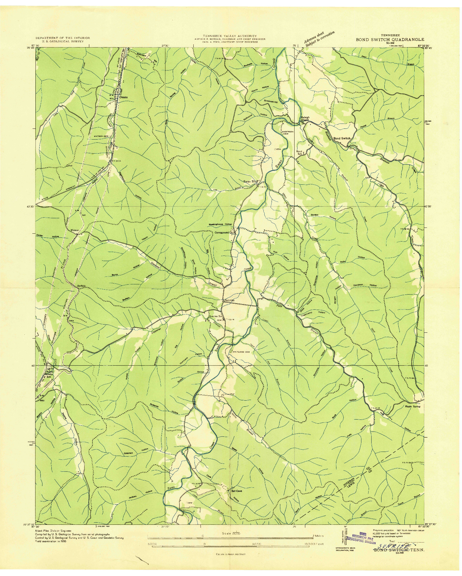 USGS 1:24000-SCALE QUADRANGLE FOR SUNRISE, TN 1936