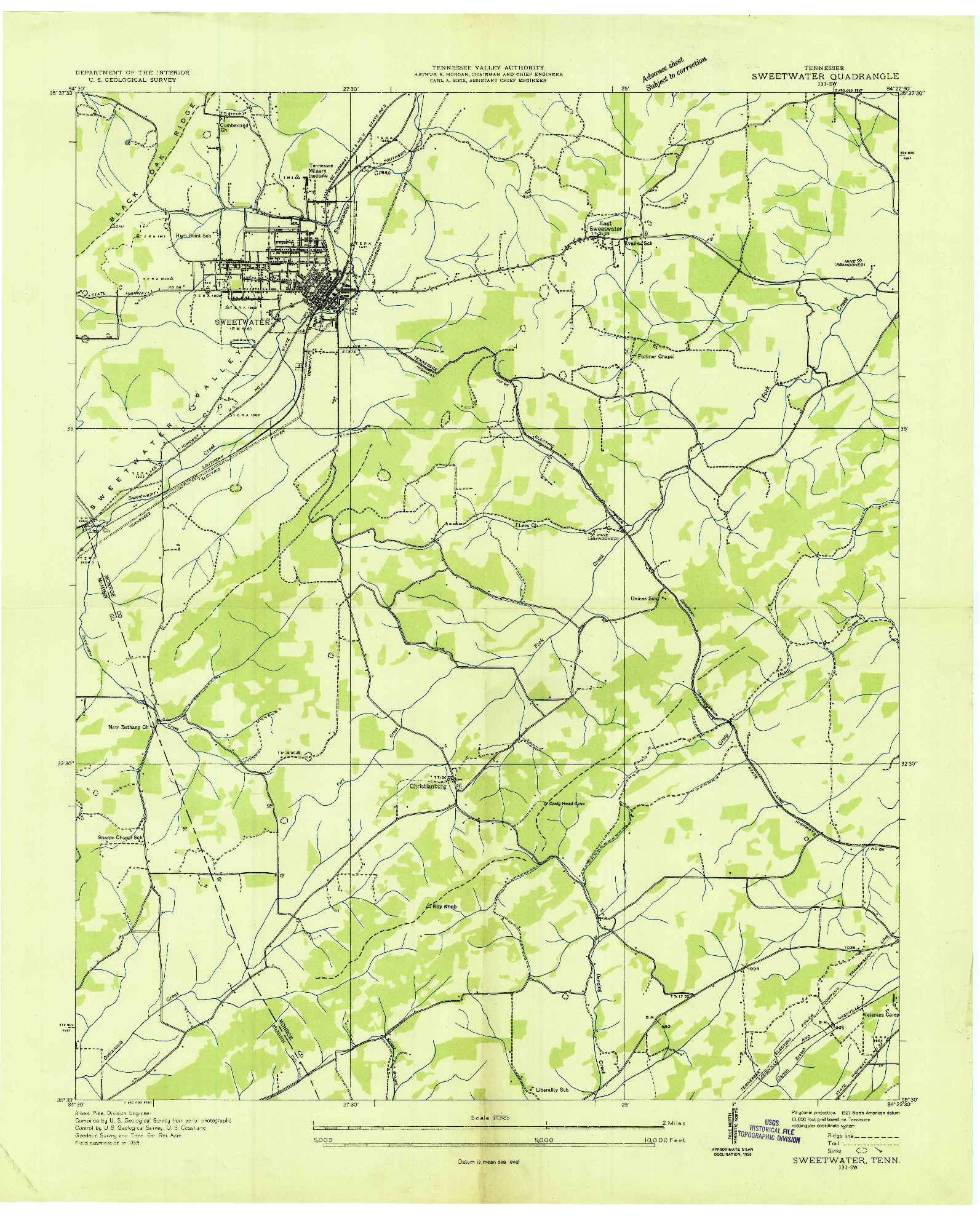 USGS 1:24000-SCALE QUADRANGLE FOR SWEETWATER, TN 1936