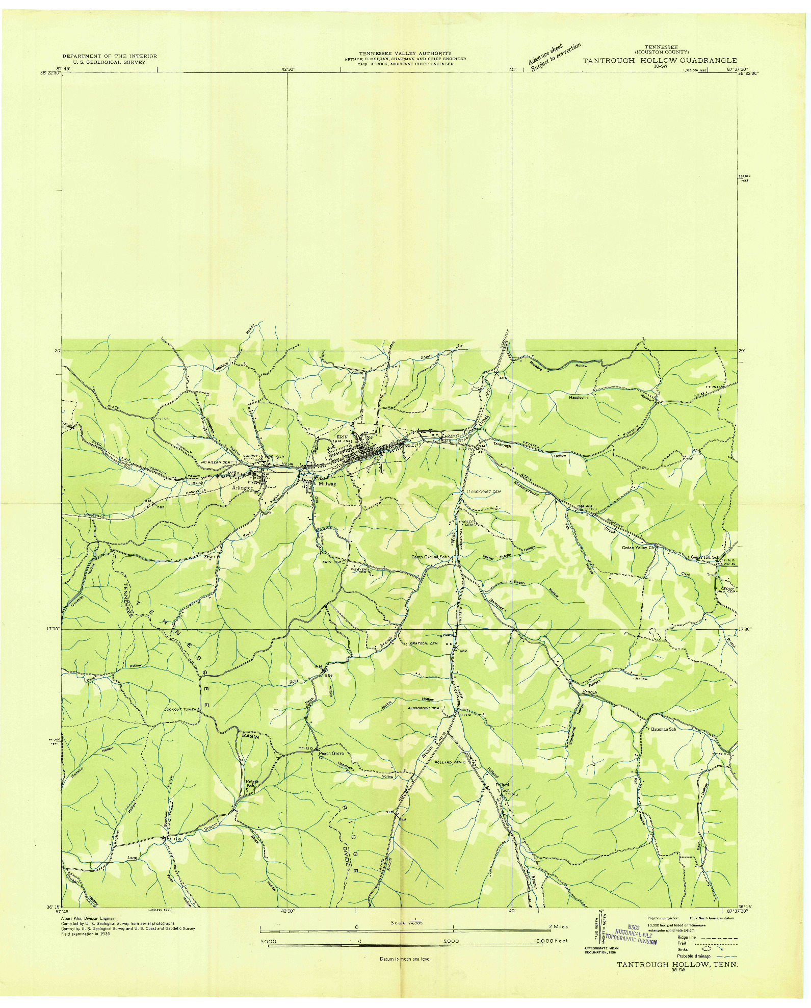 USGS 1:24000-SCALE QUADRANGLE FOR TANTROUGH HOLLOW, TN 1936