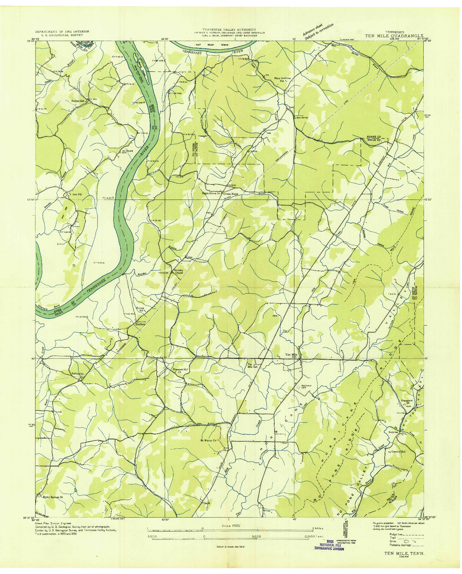 USGS 1:24000-SCALE QUADRANGLE FOR TEN MILE, TN 1936