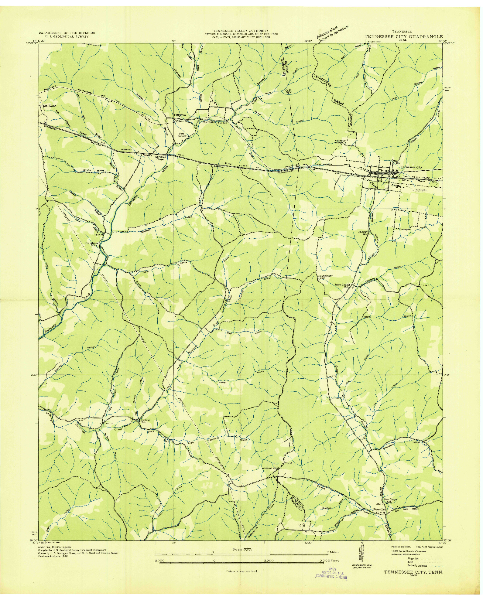 USGS 1:24000-SCALE QUADRANGLE FOR TENNESSEE CITY, TN 1936