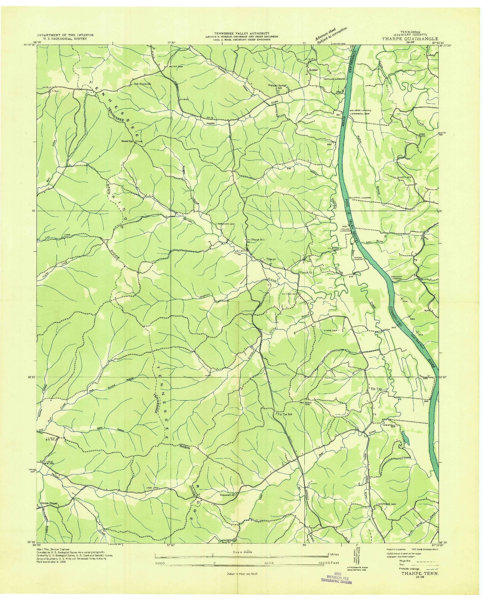 USGS 1:24000-SCALE QUADRANGLE FOR THARPE, TN 1936