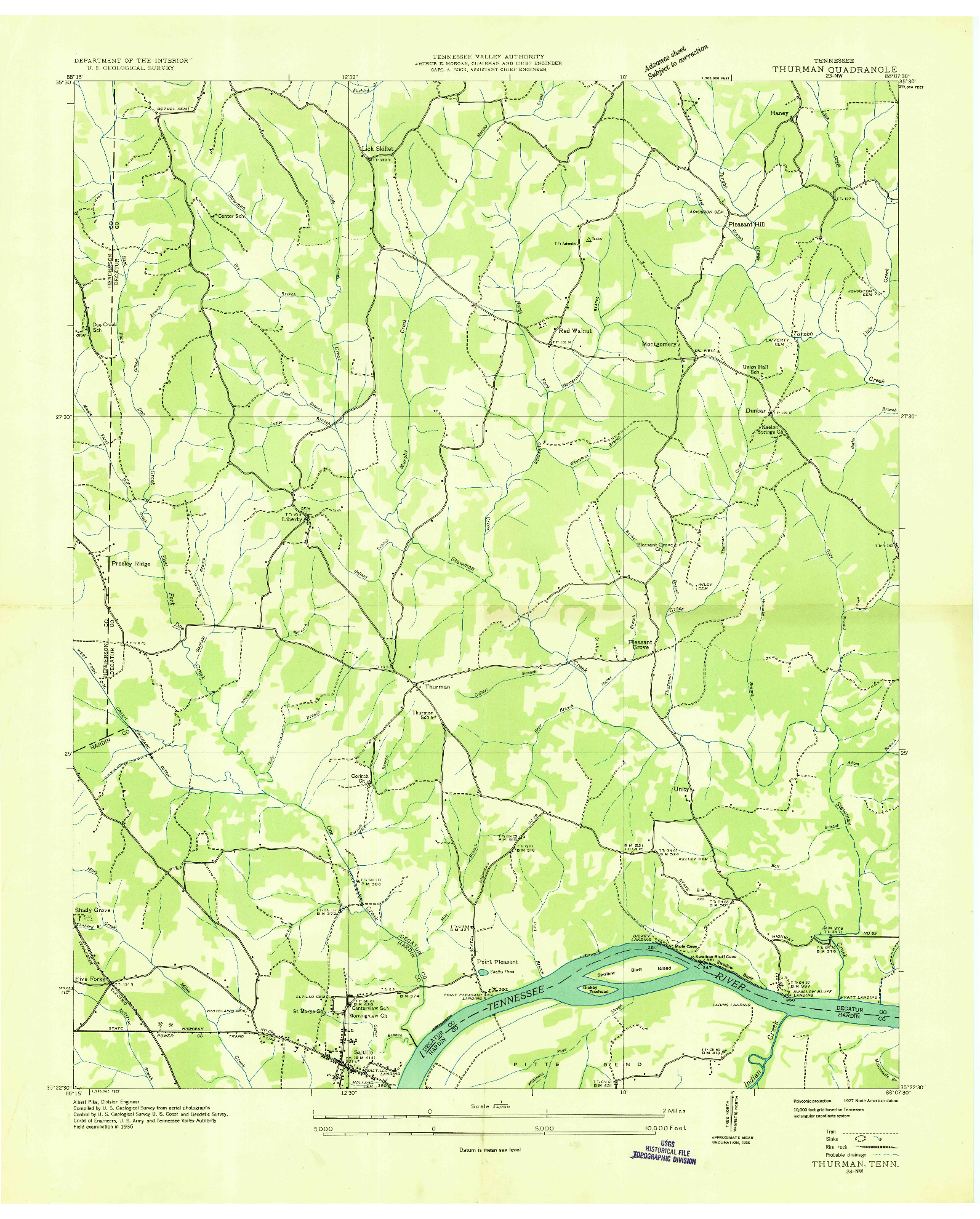 USGS 1:24000-SCALE QUADRANGLE FOR THURMAN, TN 1936