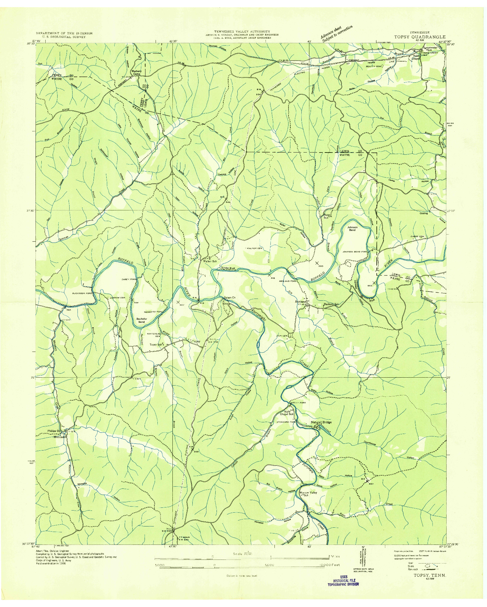 USGS 1:24000-SCALE QUADRANGLE FOR TOPSY, TN 1936