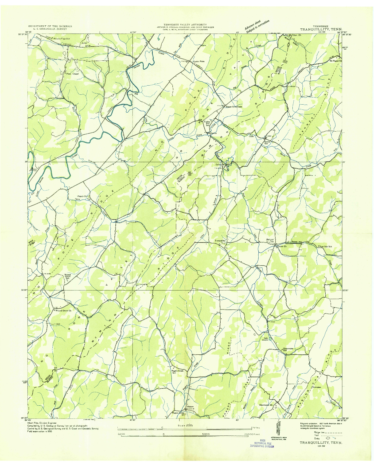 USGS 1:24000-SCALE QUADRANGLE FOR TRANQUILLITY, TN 1936