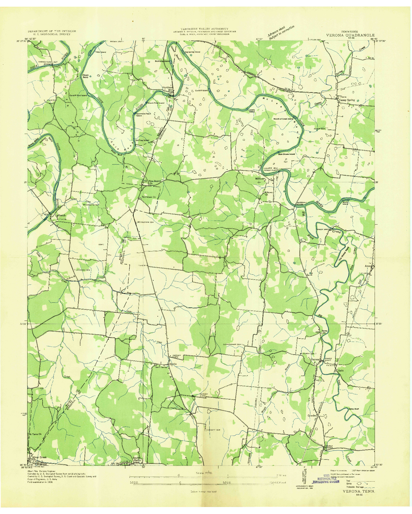 USGS 1:24000-SCALE QUADRANGLE FOR VERONA, TN 1936