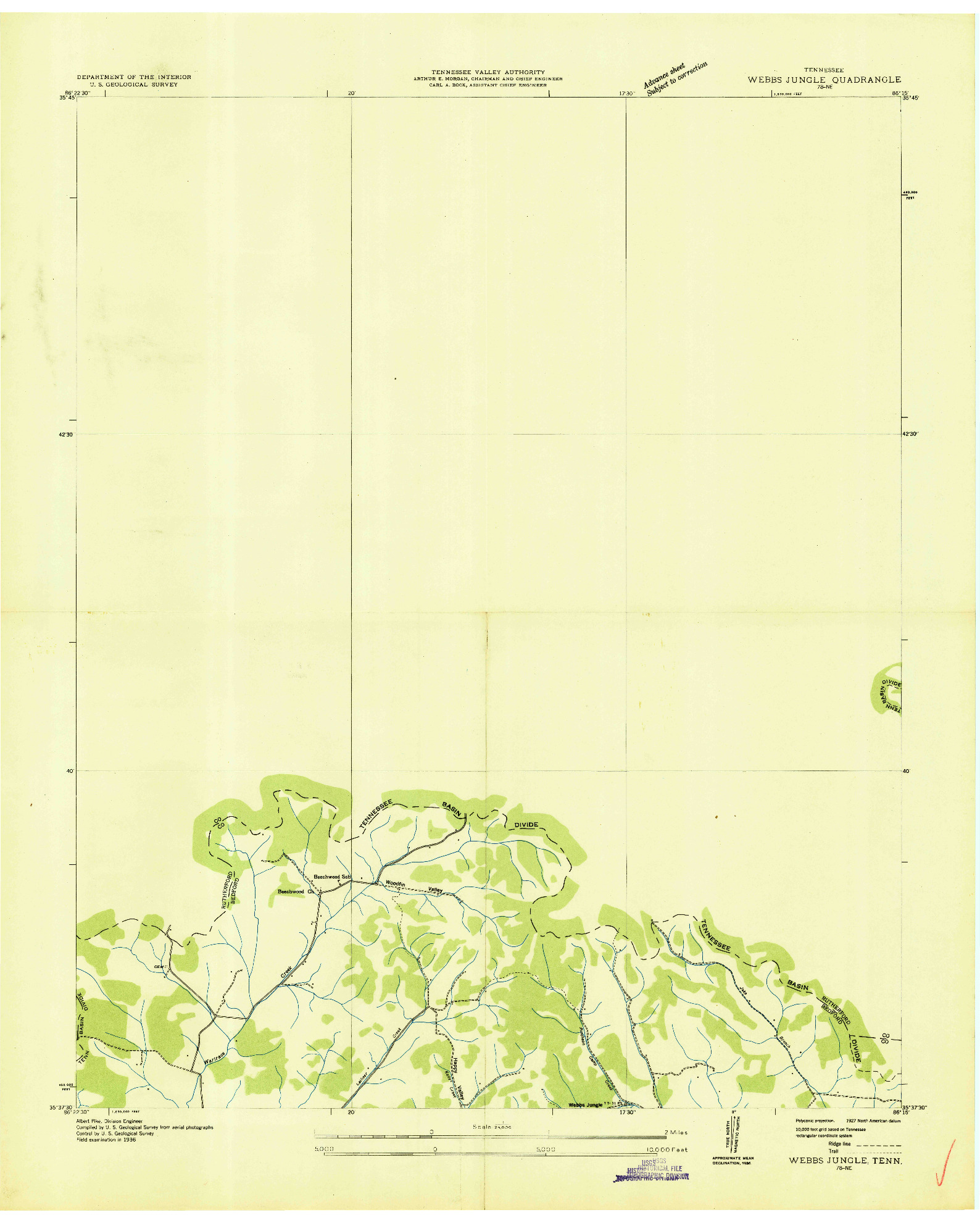 USGS 1:24000-SCALE QUADRANGLE FOR WEBBS JUNGLE, TN 1936