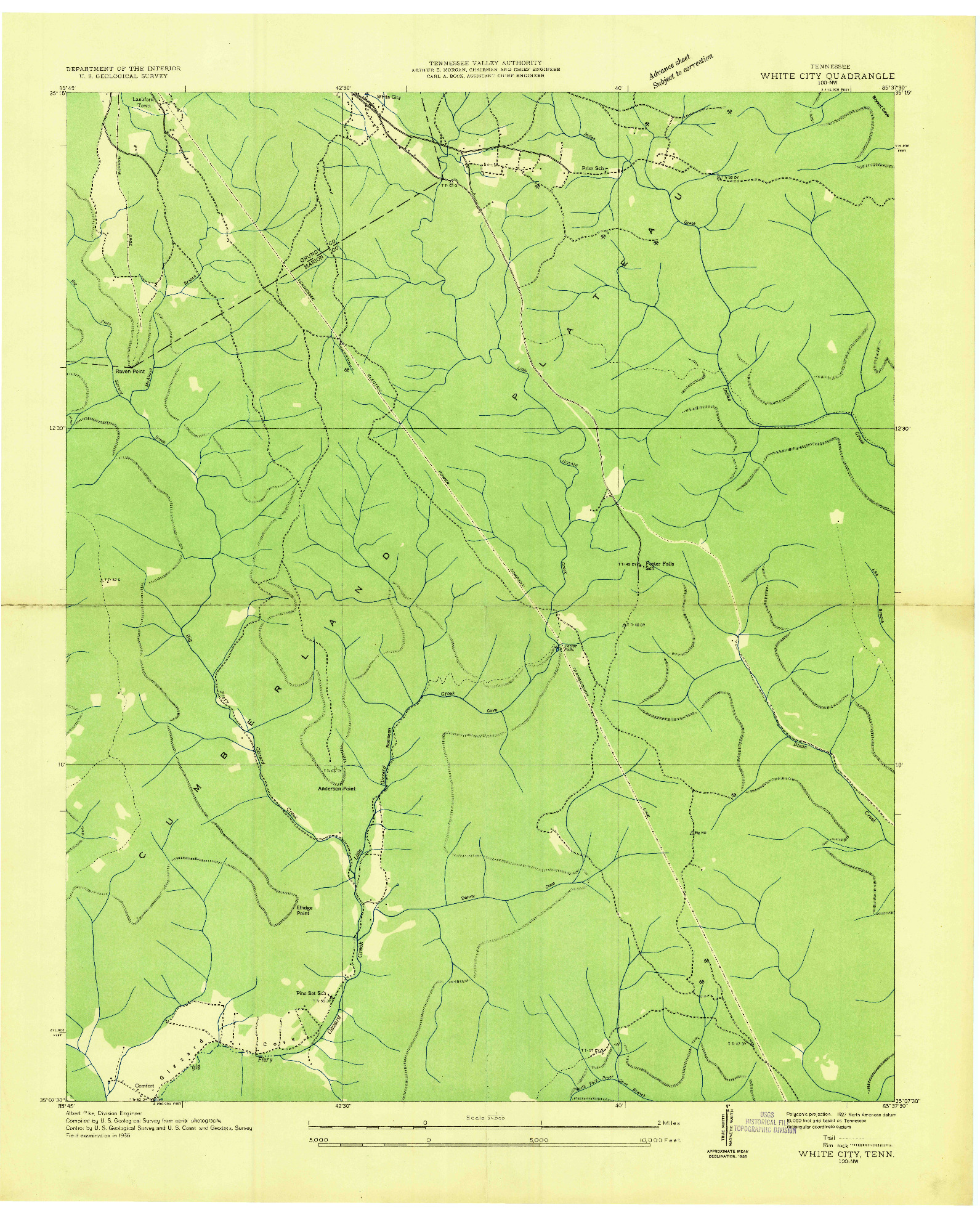 USGS 1:24000-SCALE QUADRANGLE FOR WHITE CITY, TN 1936