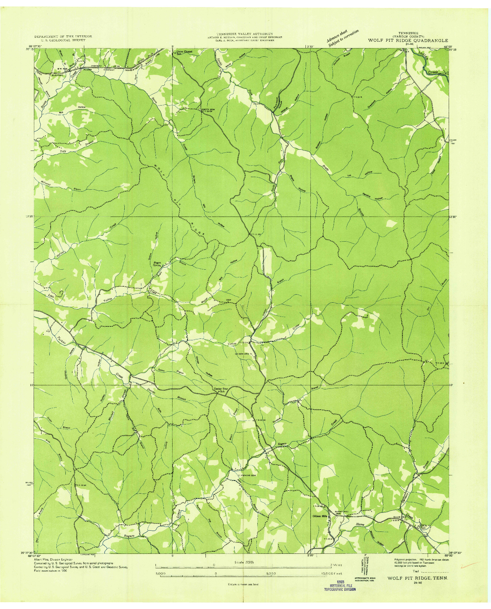 USGS 1:24000-SCALE QUADRANGLE FOR WOLF PIT RIDGE, TN 1936