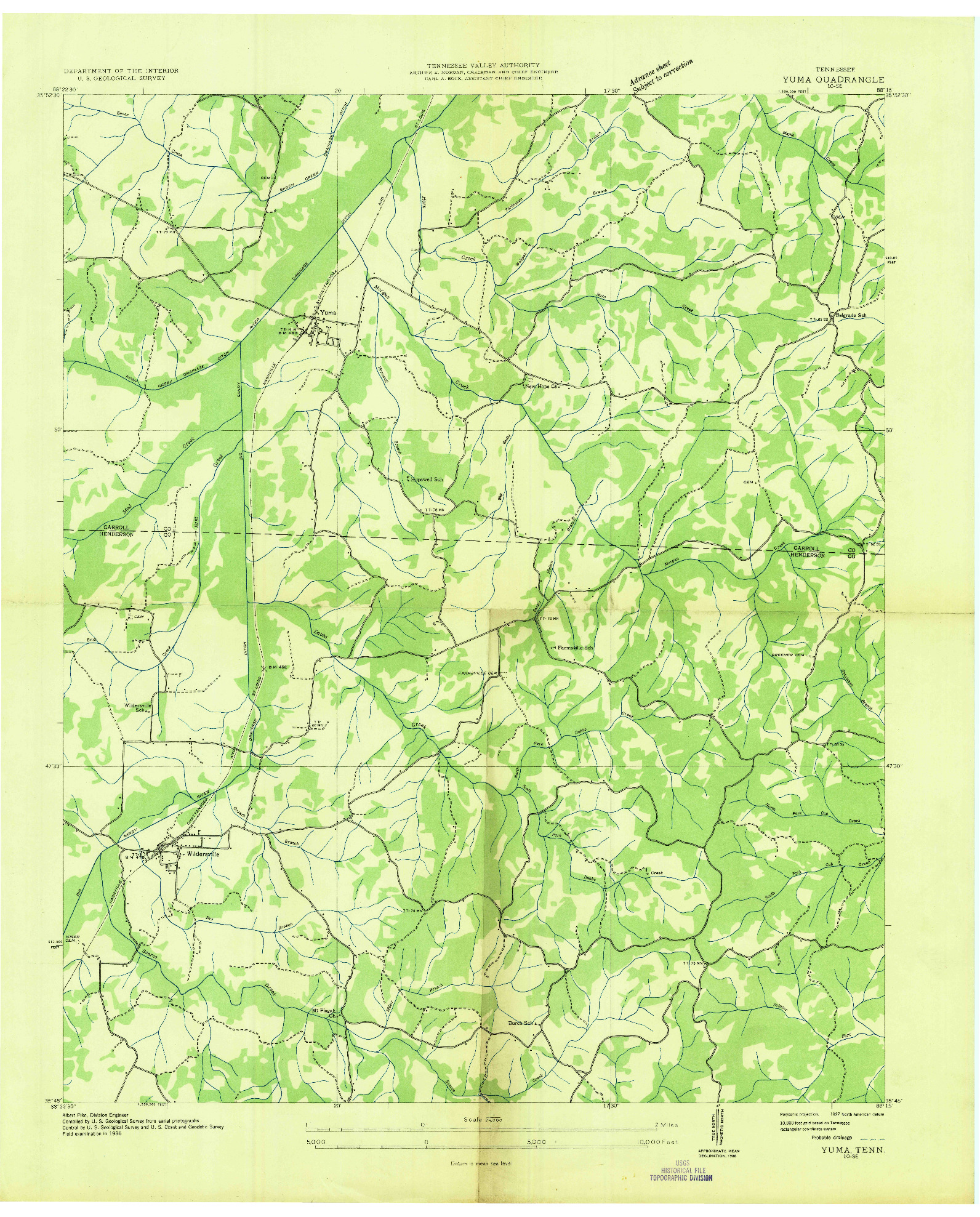 USGS 1:24000-SCALE QUADRANGLE FOR YUMA, TN 1936