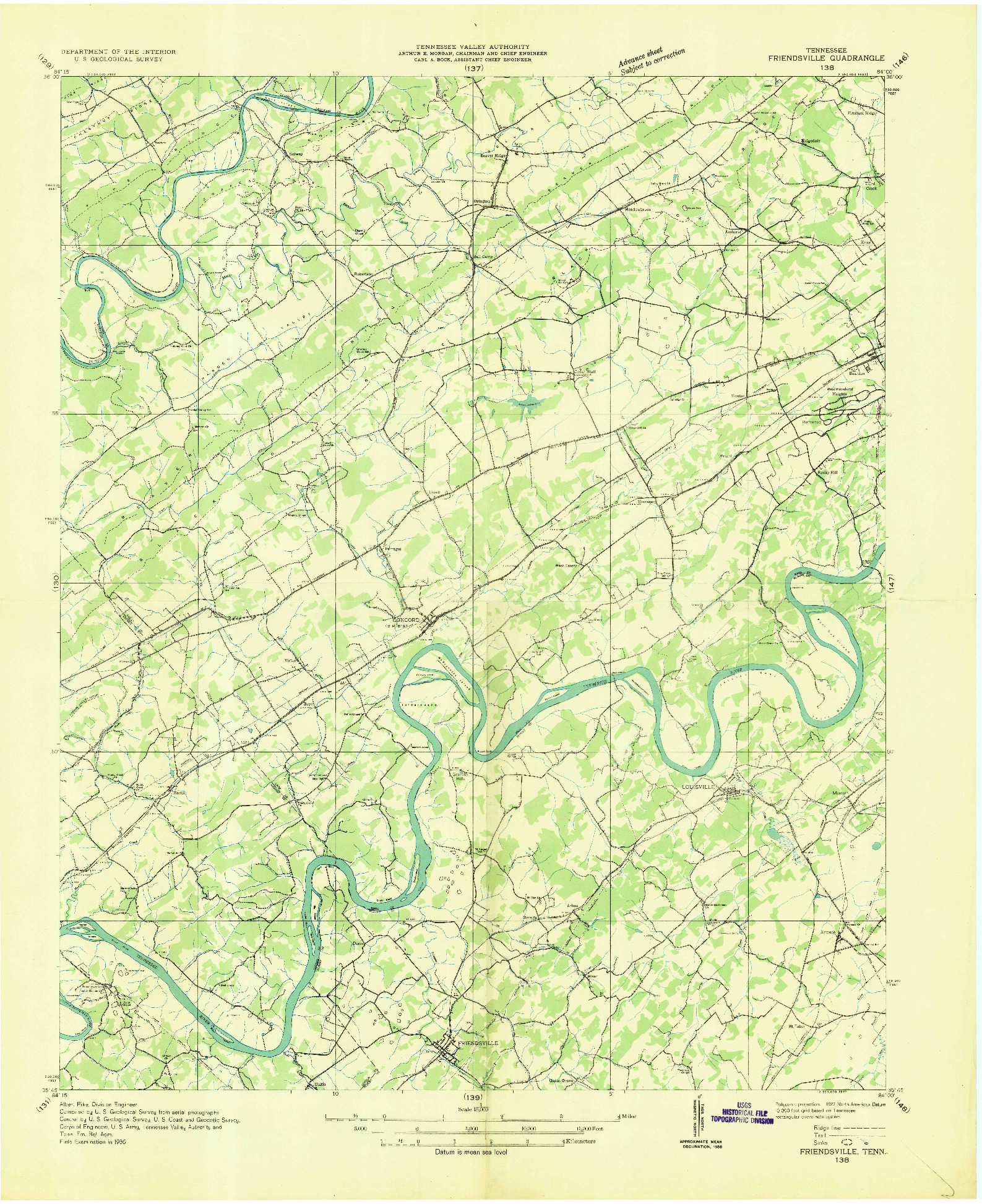 USGS 1:48000-SCALE QUADRANGLE FOR FRIENDSHIP, TN 1936